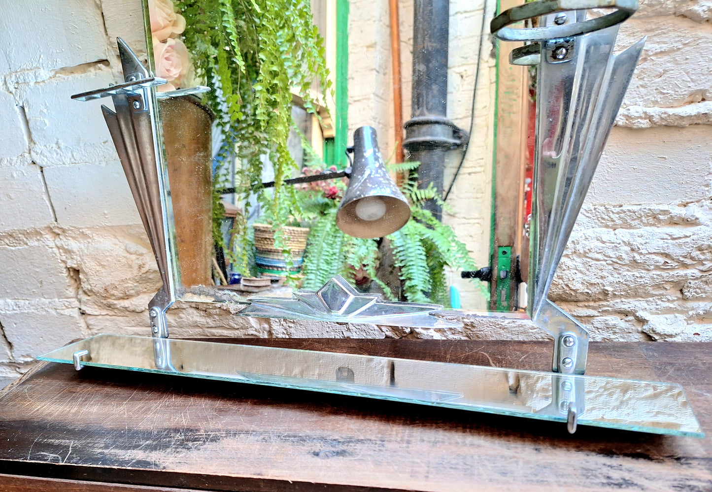 Original Art Deco Chrome Bathroom Mirror