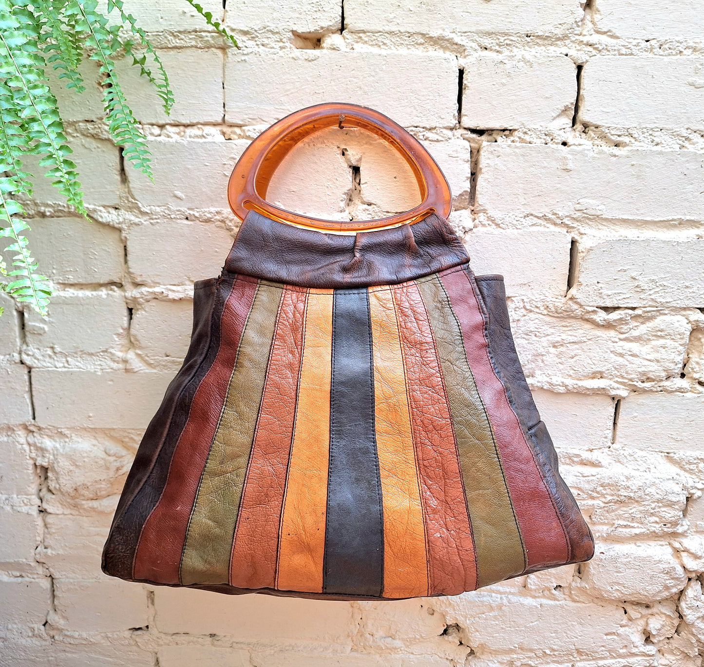 1970s Coloured Patchwork Leather Handbag