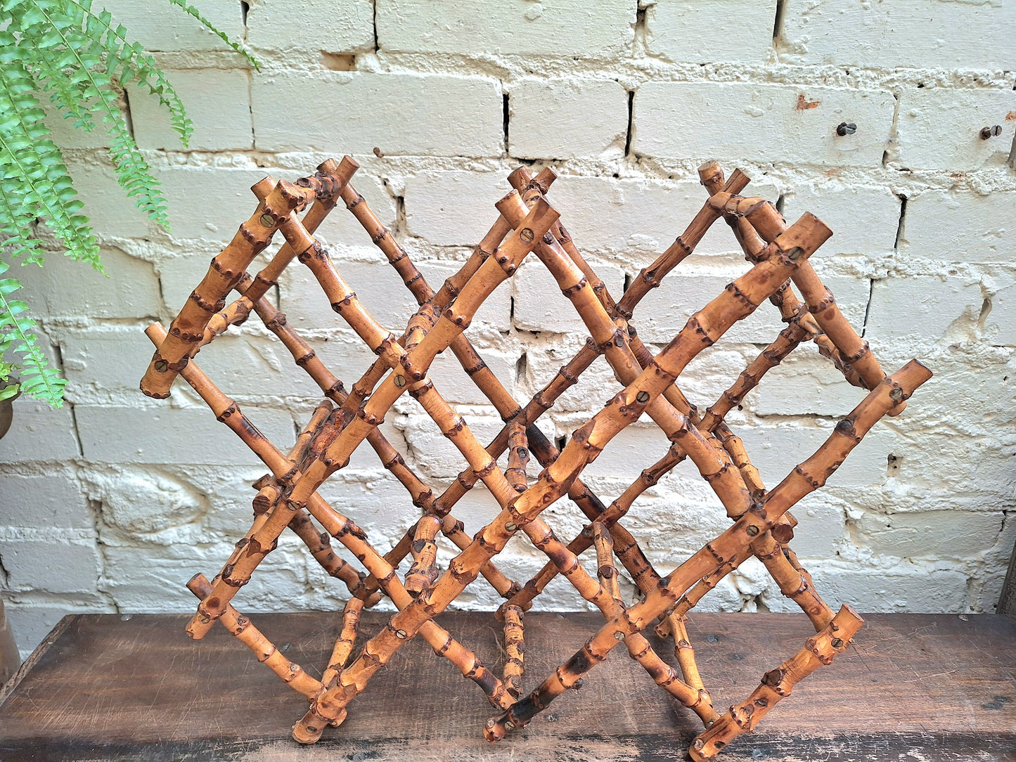 Vintage Bamboo Folding Wine Rack