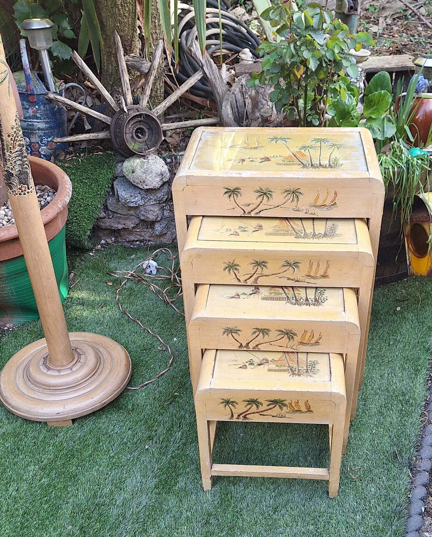 Art Deco Standard Lamp with Matching Set of Four Nesting Tables.