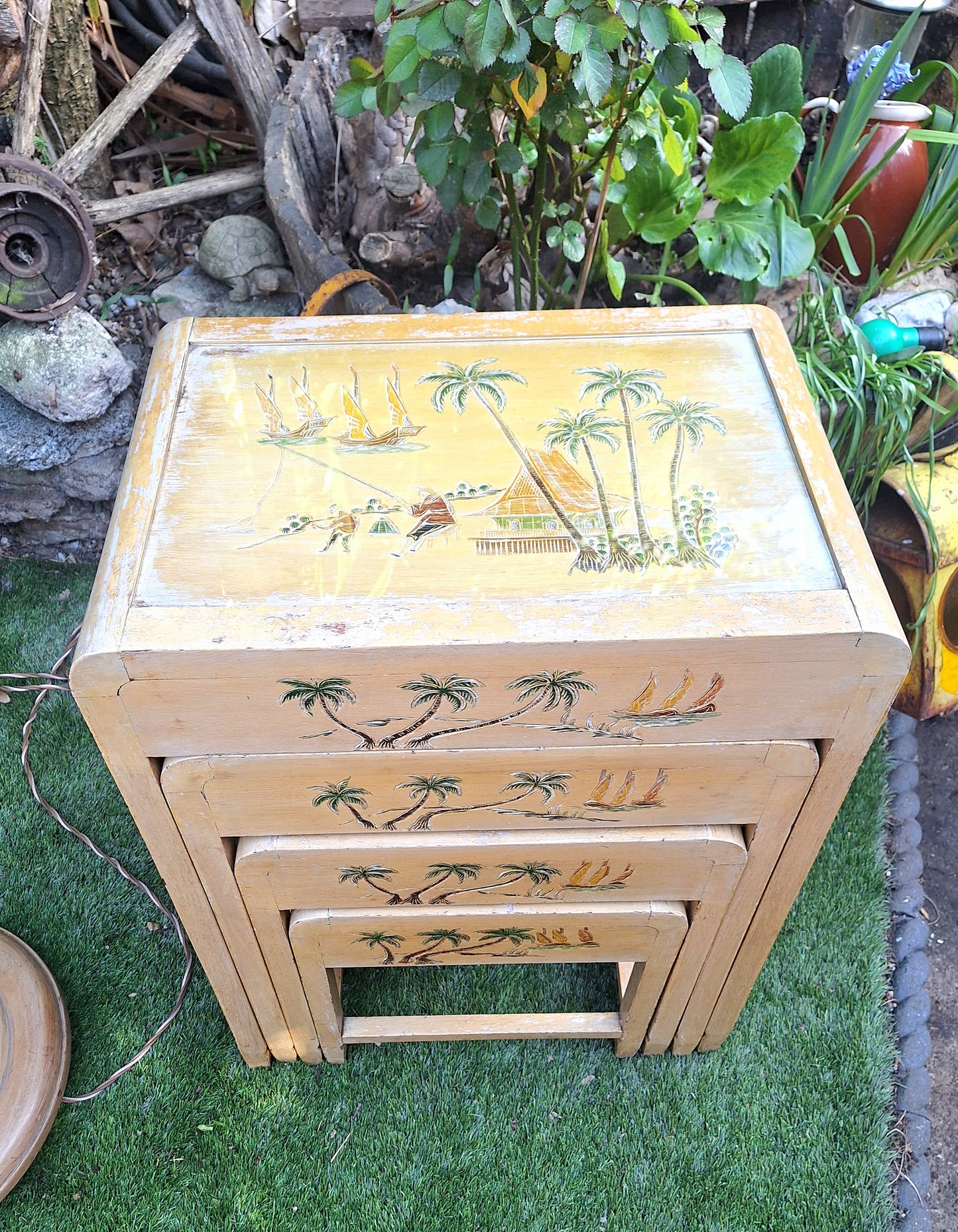 Art Deco Standard Lamp with Matching Set of Four Nesting Tables.