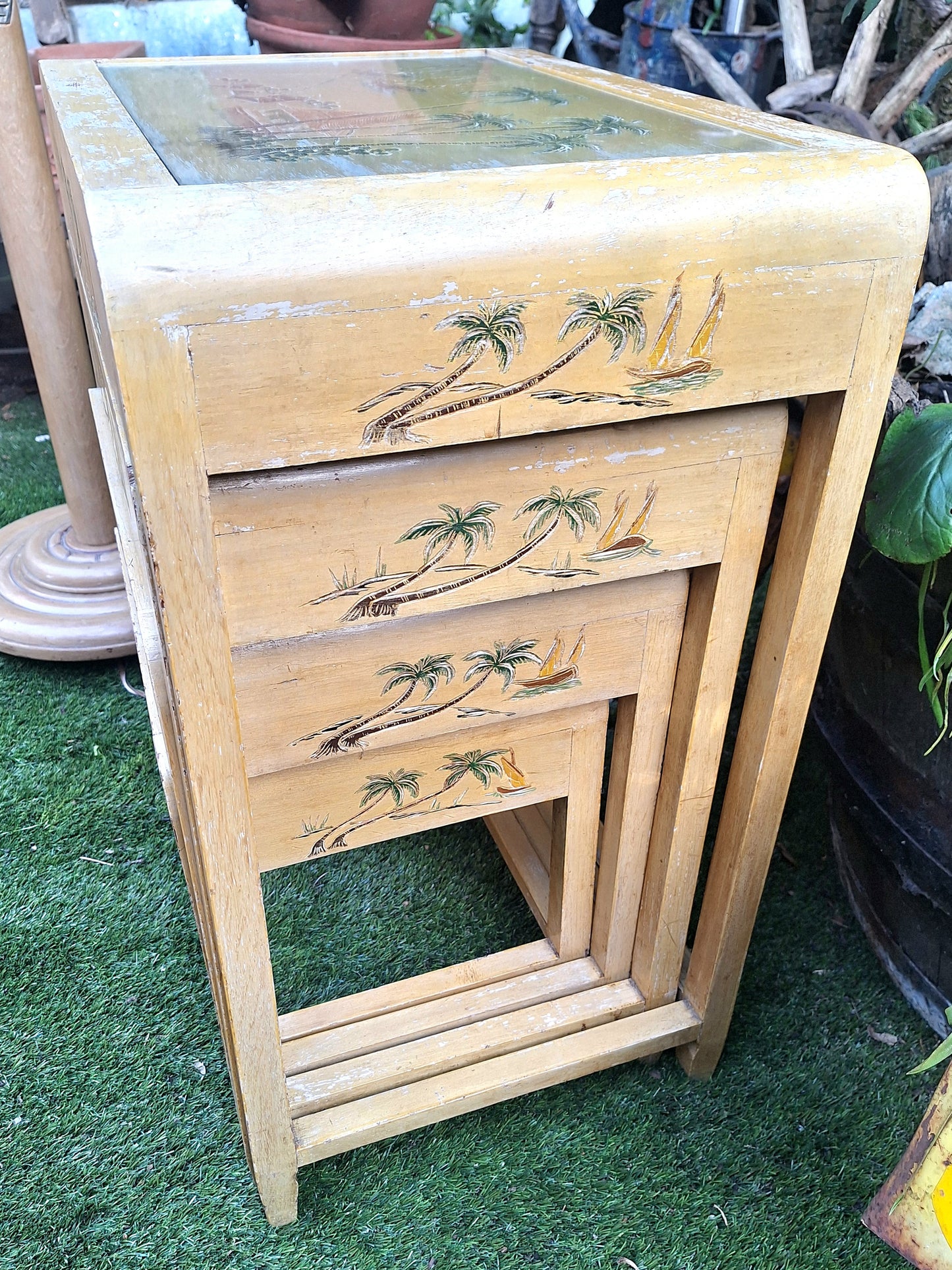 Art Deco Standard Lamp with Matching Set of Four Nesting Tables.