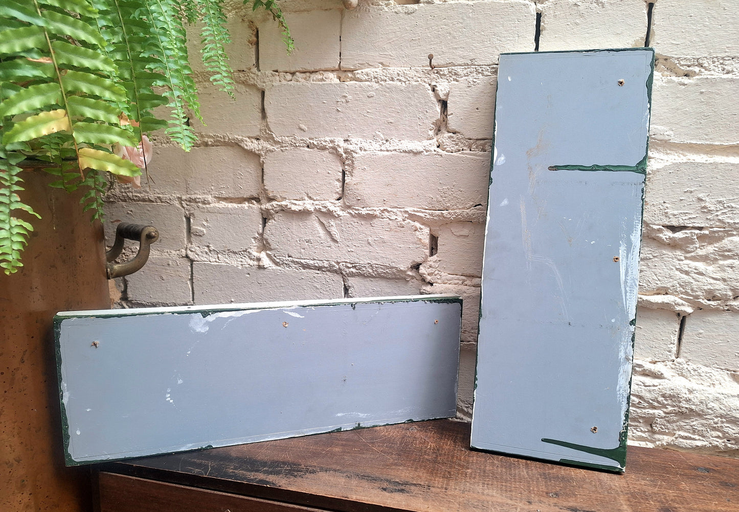 Vintage Pair of Wooden Toilet Signs