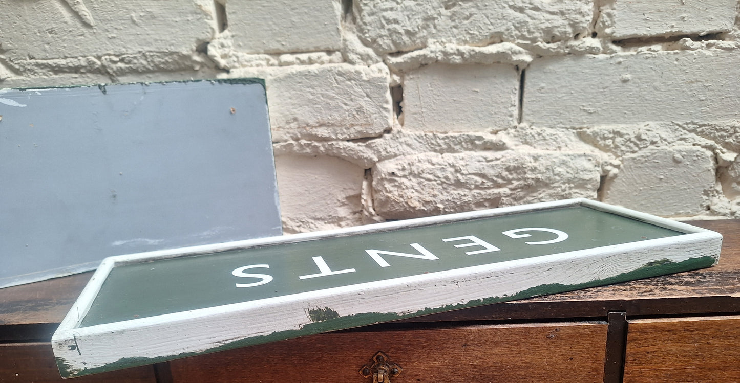 Vintage Pair of Wooden Toilet Signs