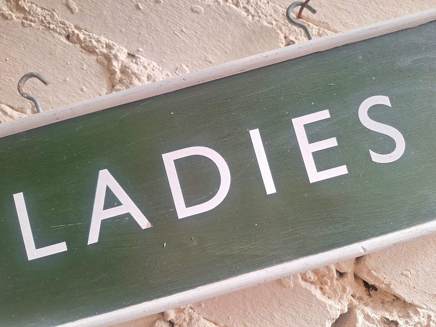 Vintage Pair Wooden Arrow Toilet Signs.