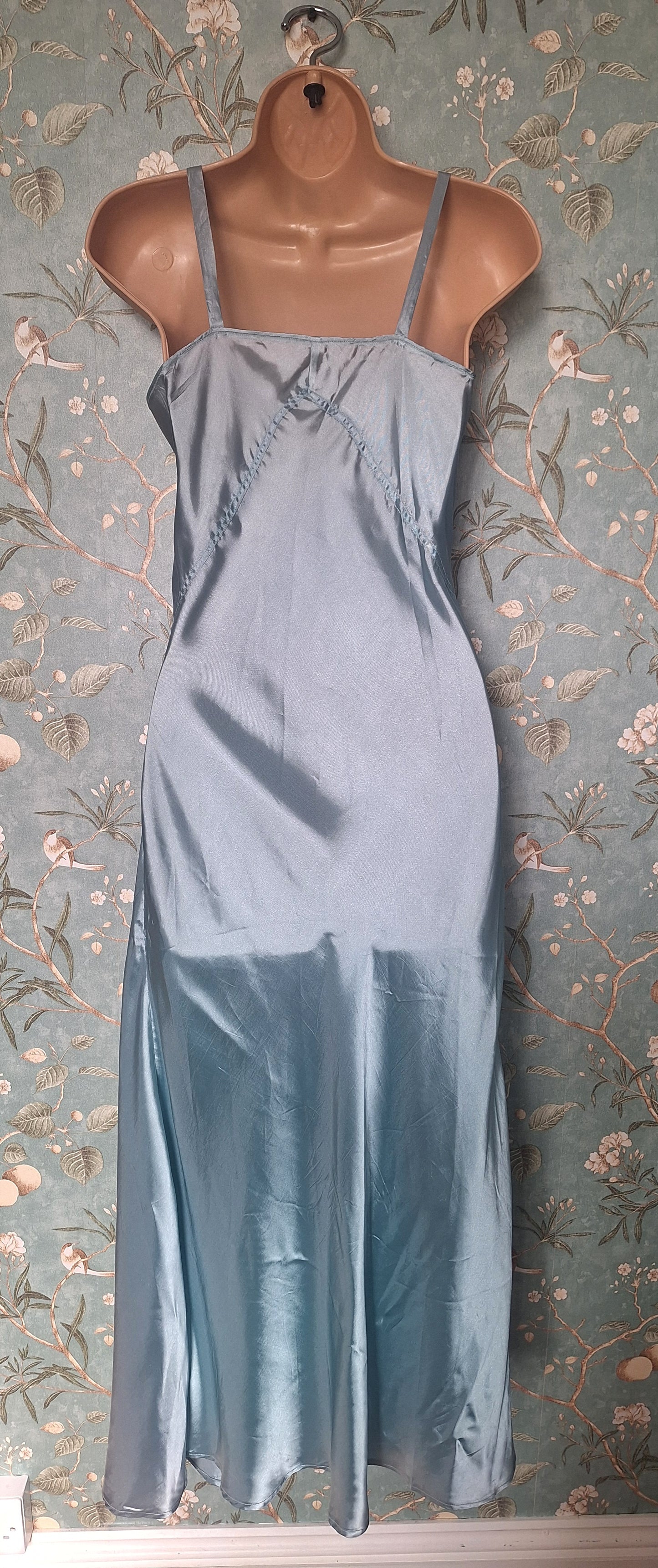 1930s Duck Egg Blue Silk Slip Dress and Jacket.