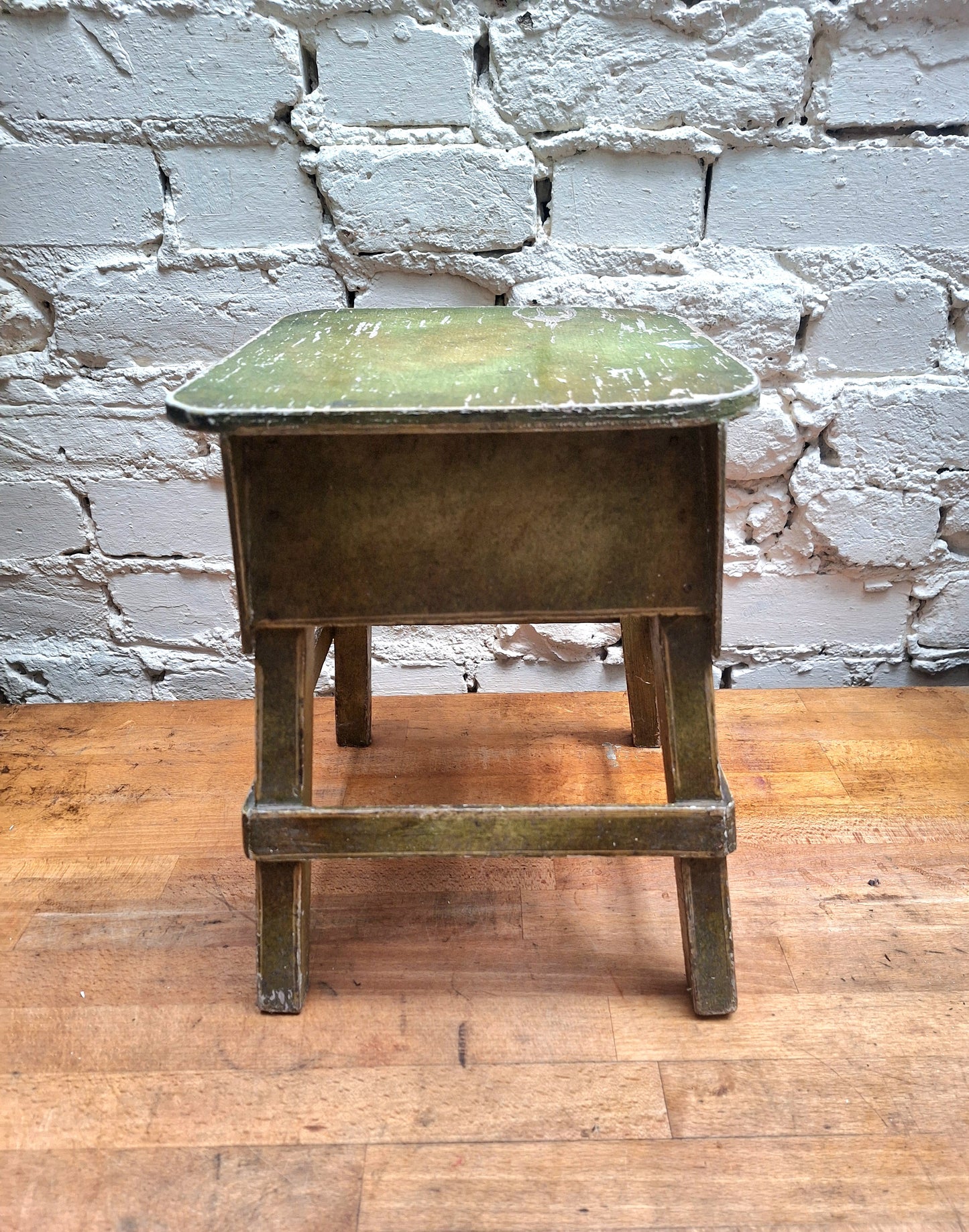 Pretty Vintage Chippy Green stool.