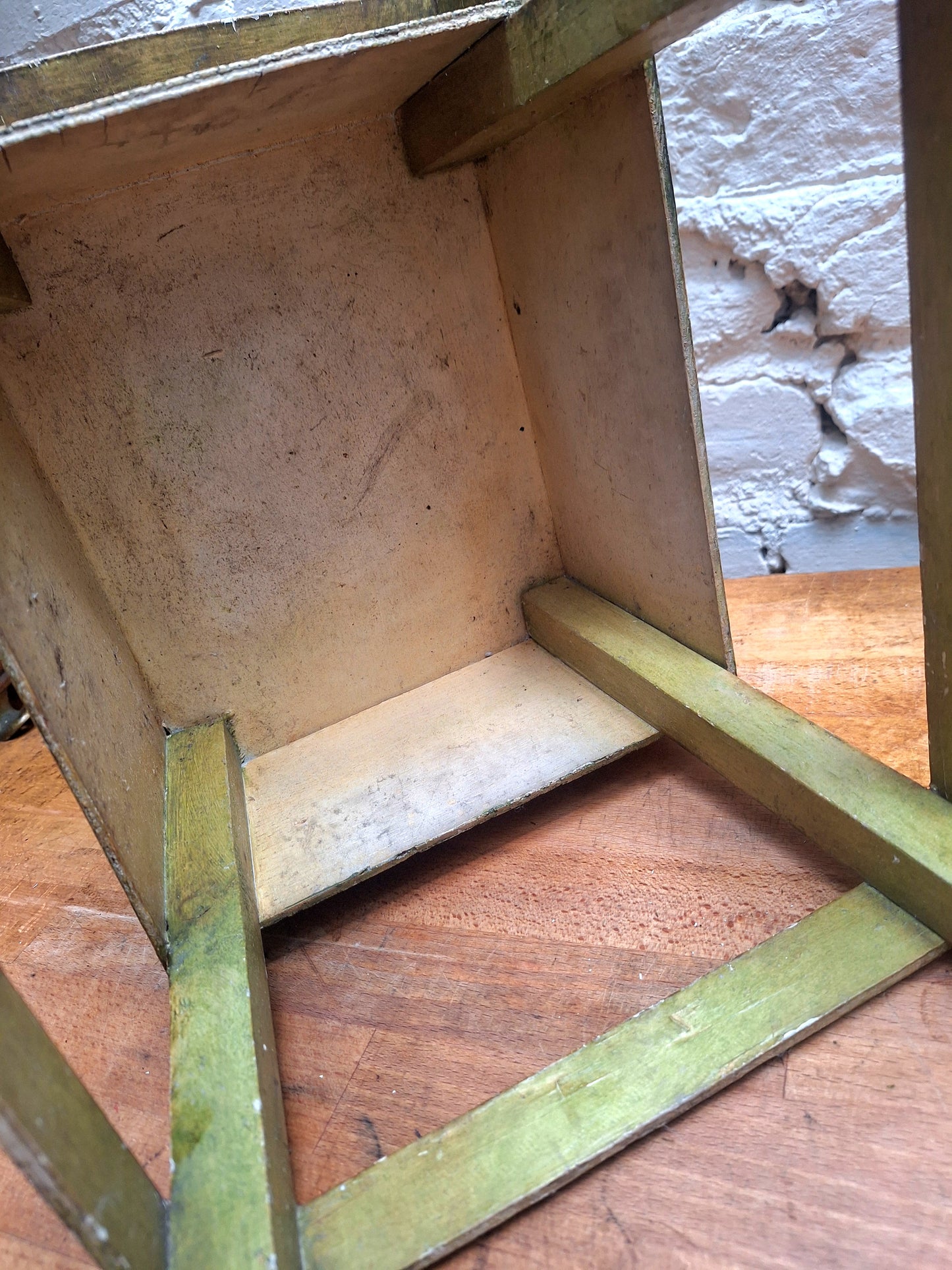 Pretty Vintage Chippy Green stool.