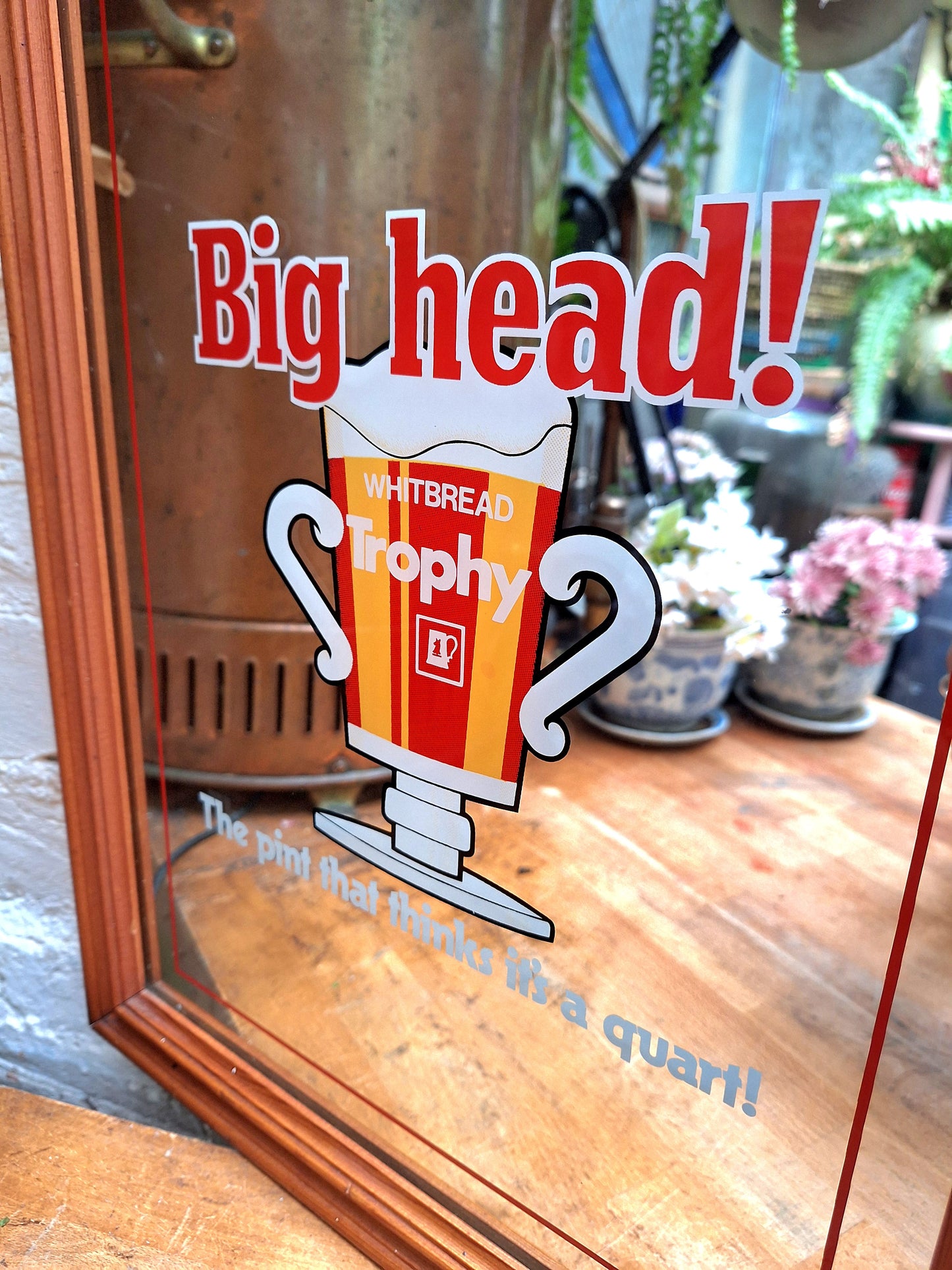 Vintage Big Head! Pub Mirror.