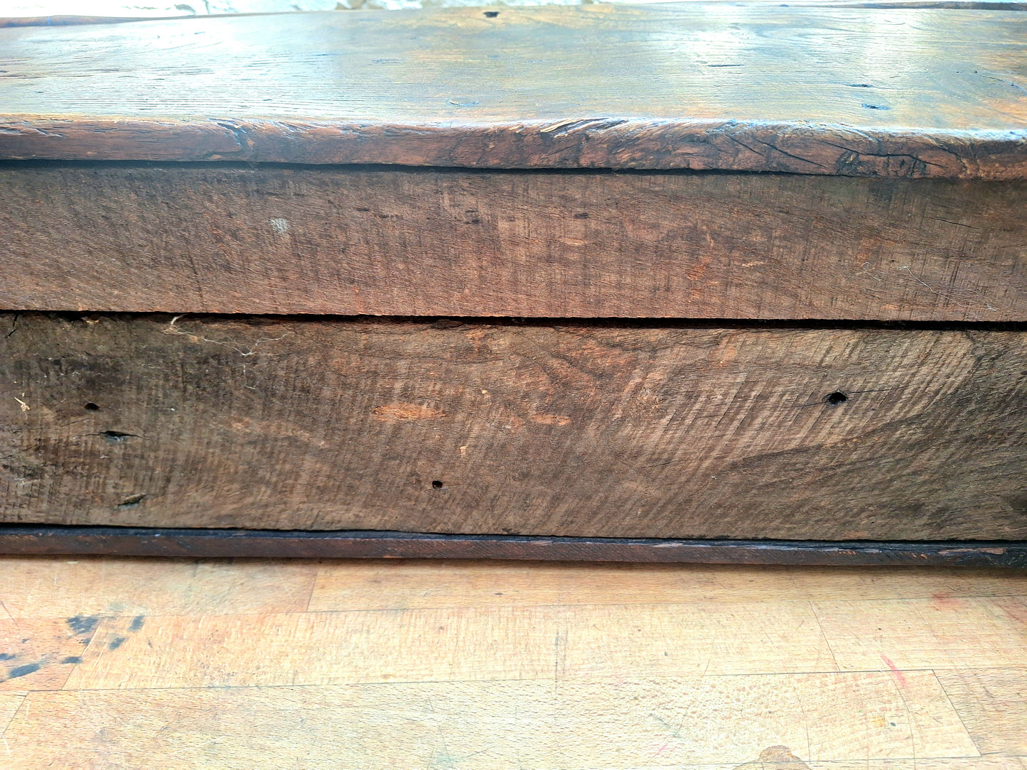 Antique Elm Six-plank Coffer