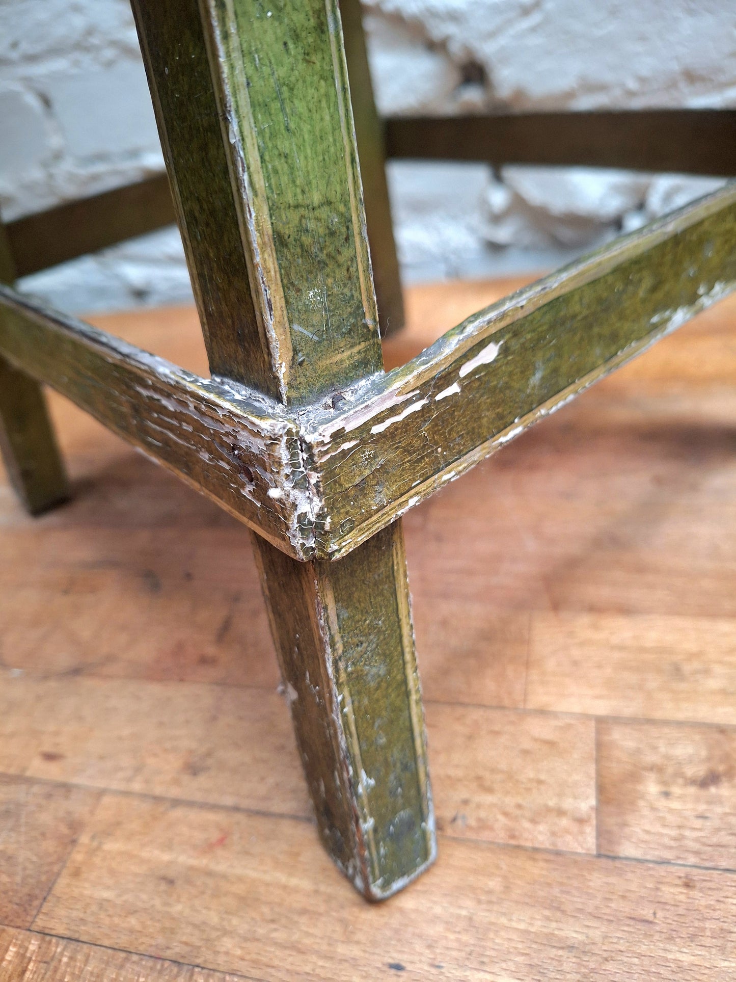 Pretty Vintage Chippy Green stool.