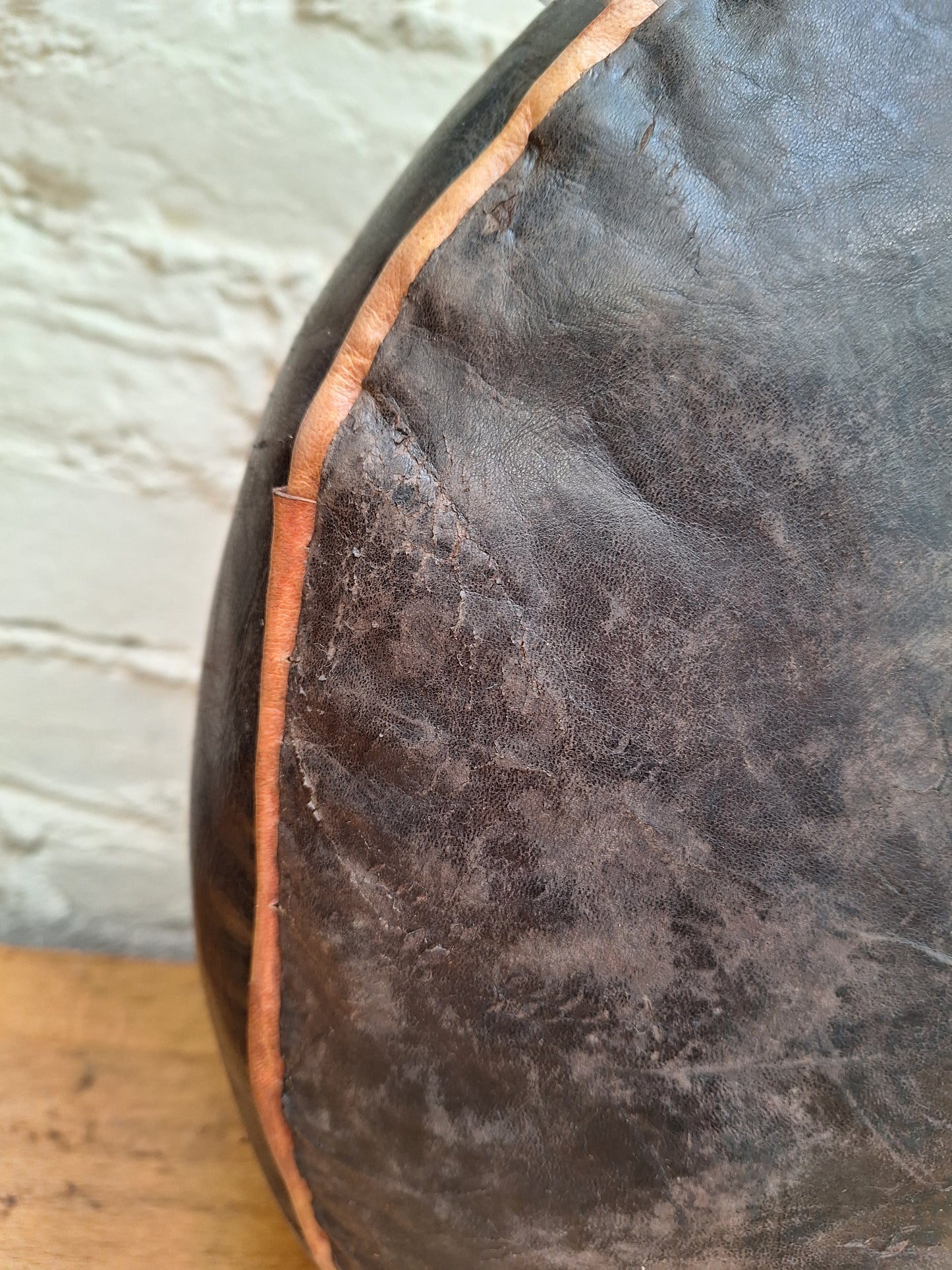 Vintage Boho Leather Pouffe