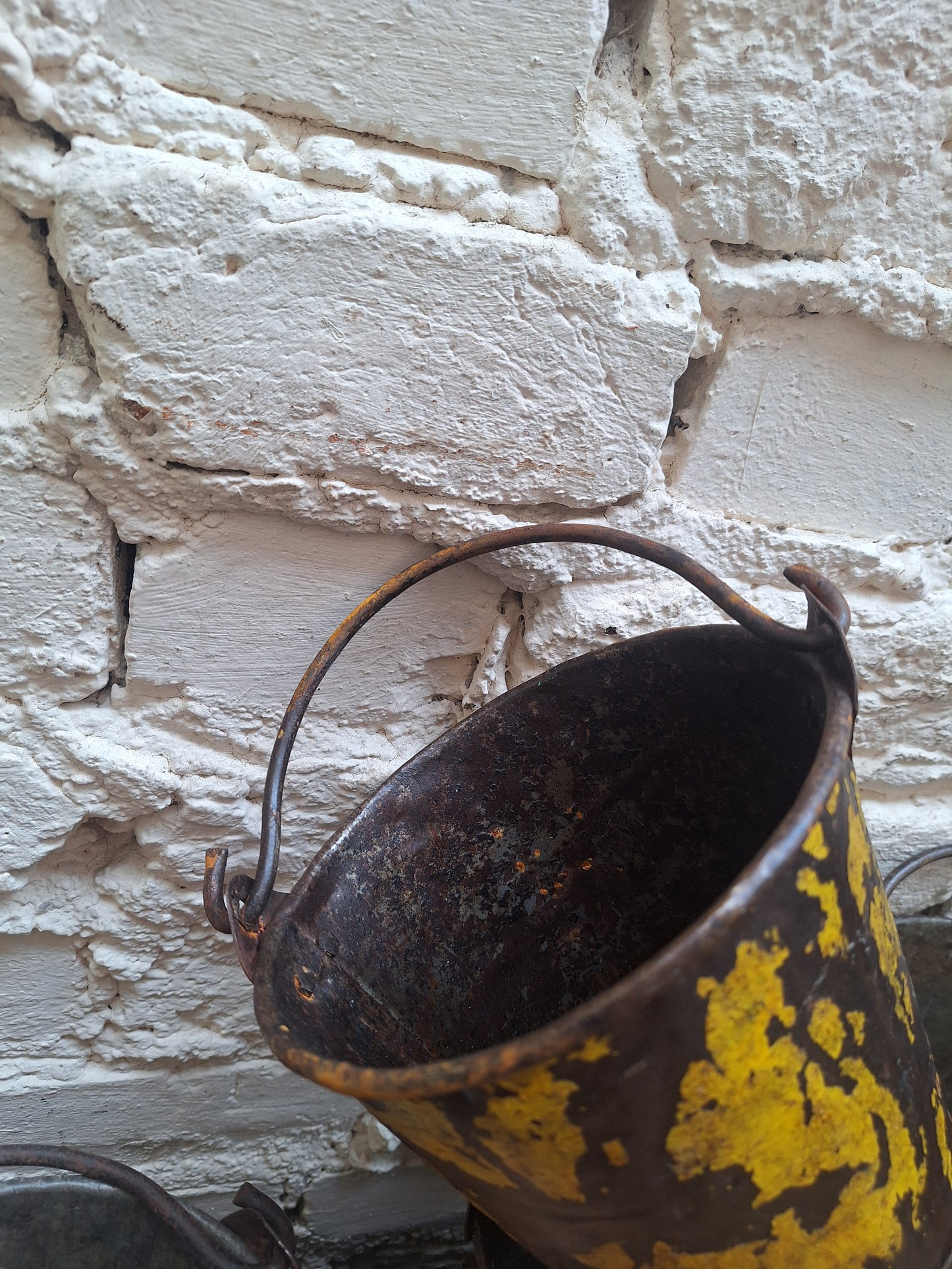 Vintage Indian Painted Metal Mini Bucket