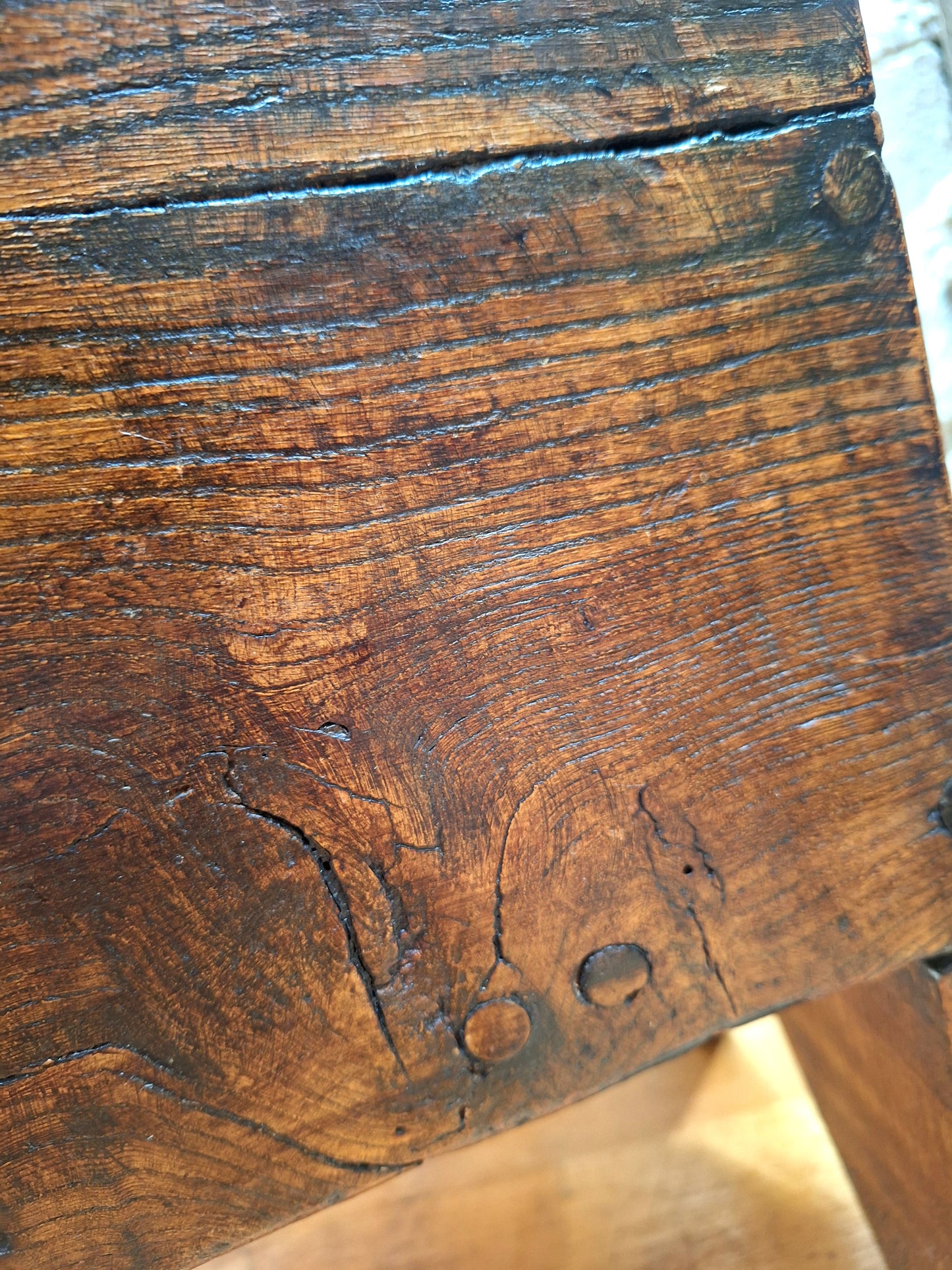 Antique Elm Six-plank Coffer