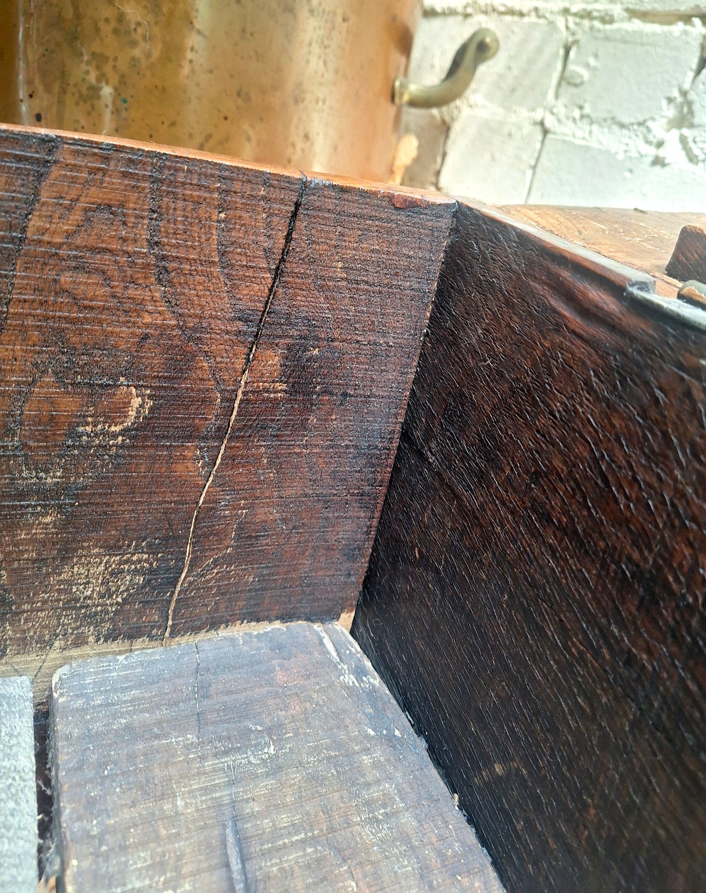 Antique Elm Six-plank Coffer