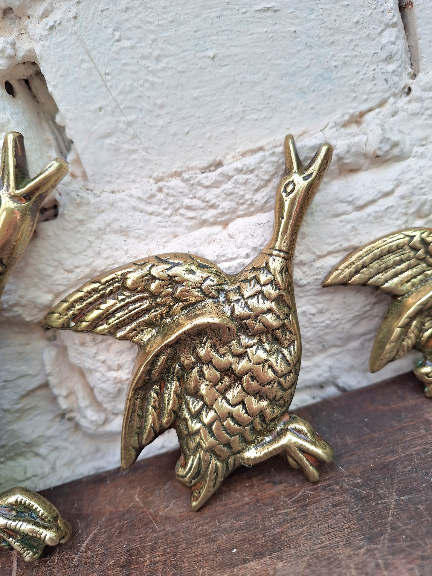 Vintage Brass Flying Ducks.