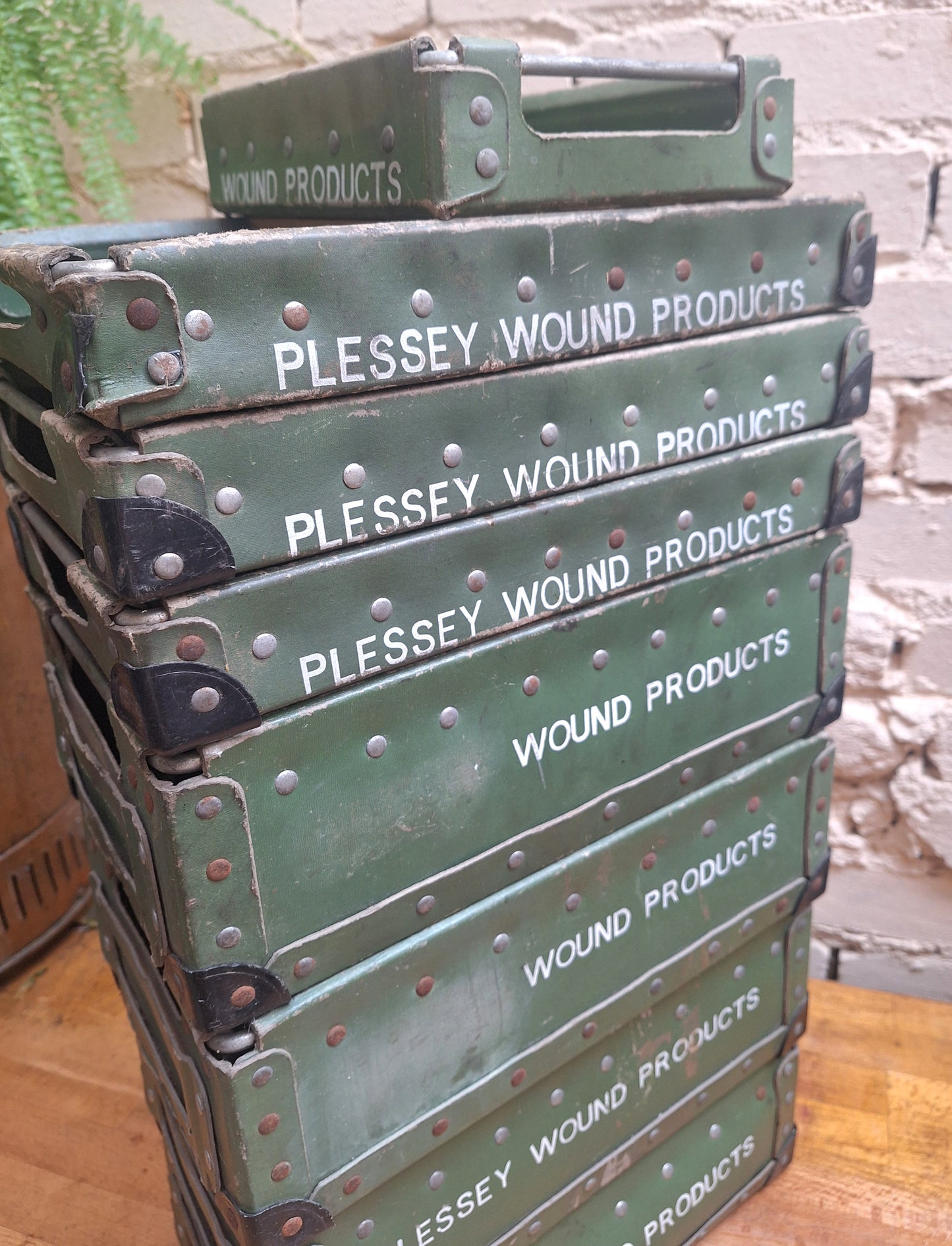Vintage Plessey pressed card storage boxes