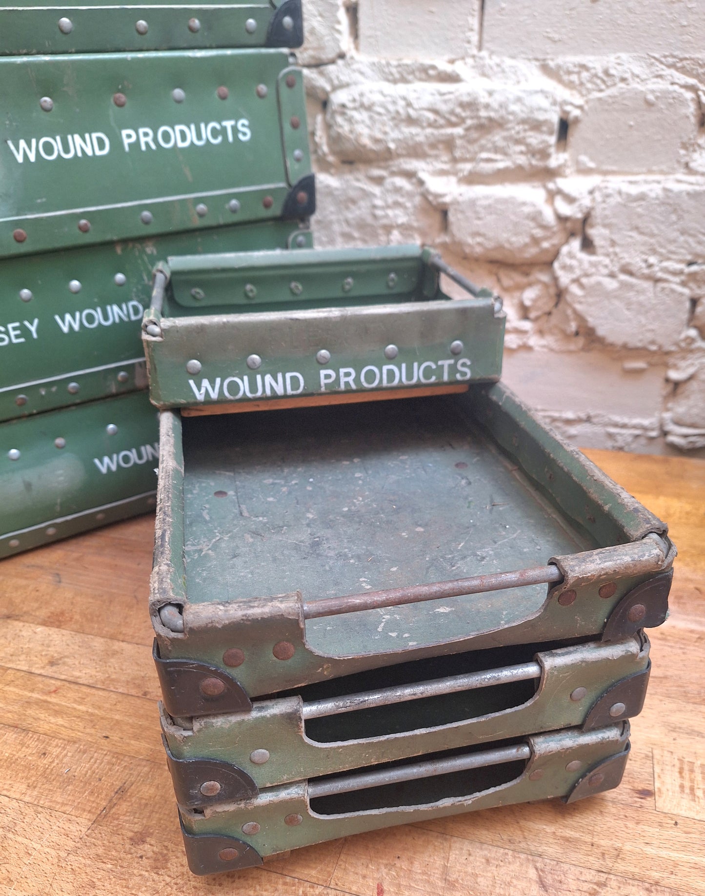 Vintage Plessey pressed card storage boxes