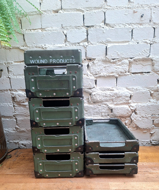 Vintage Plessey pressed card storage boxes