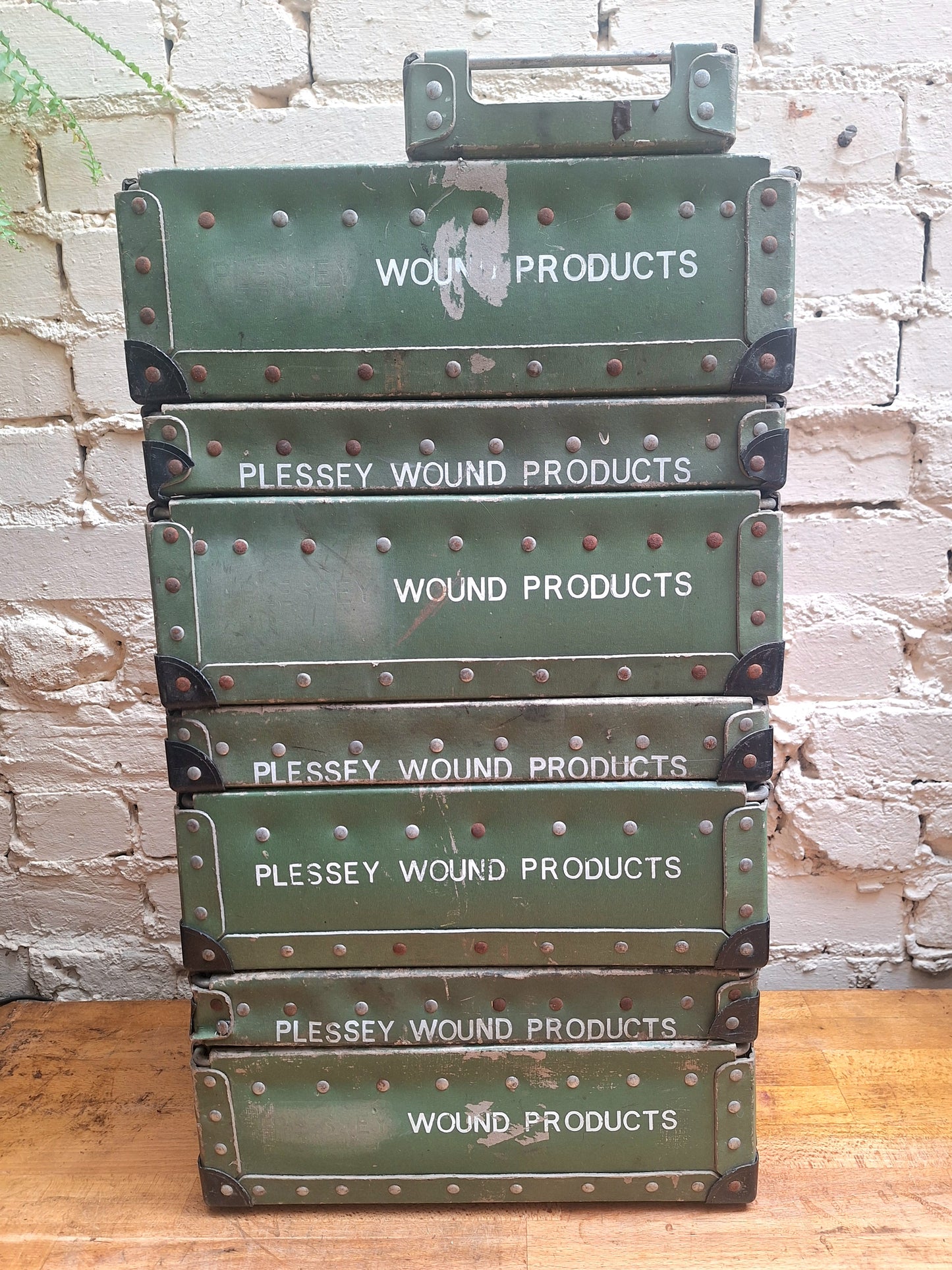 Vintage Plessey pressed card storage boxes