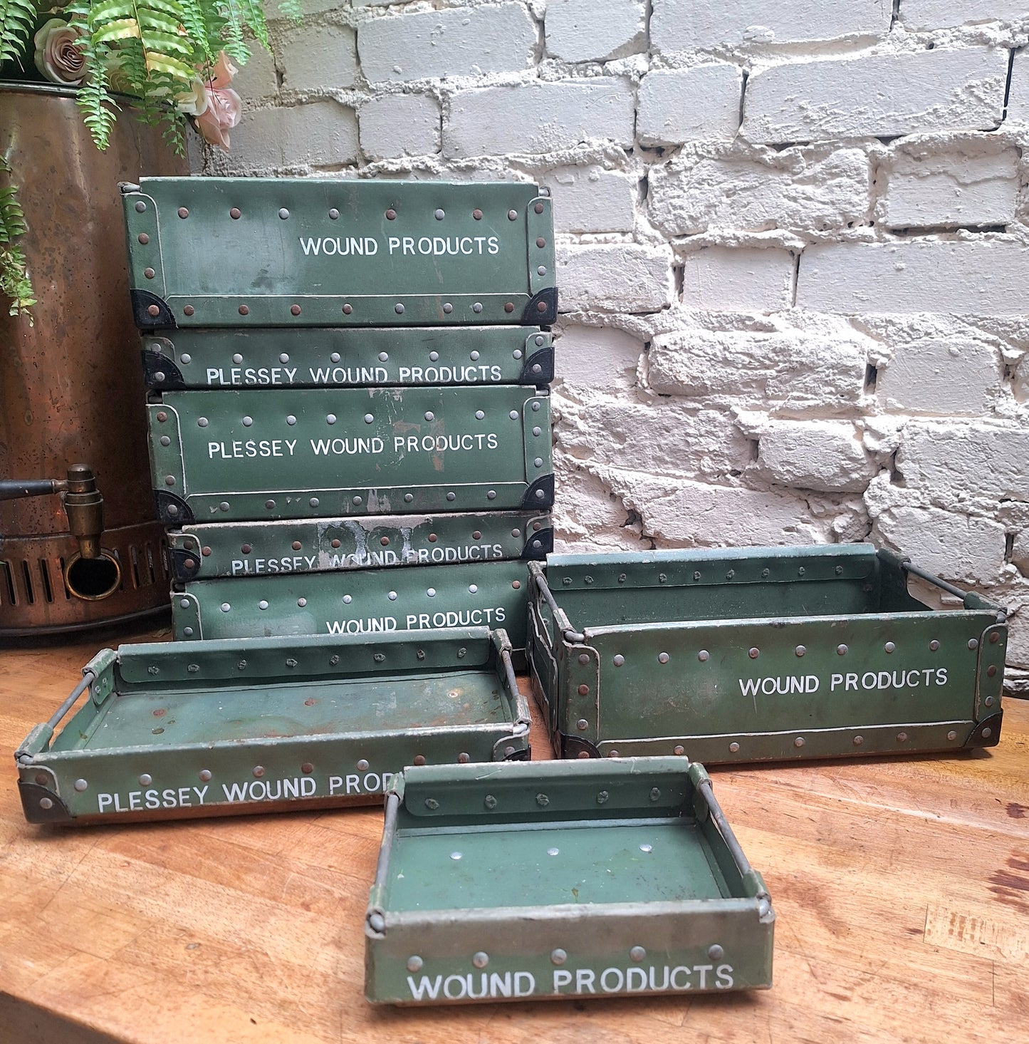 Vintage Plessey pressed card storage boxes