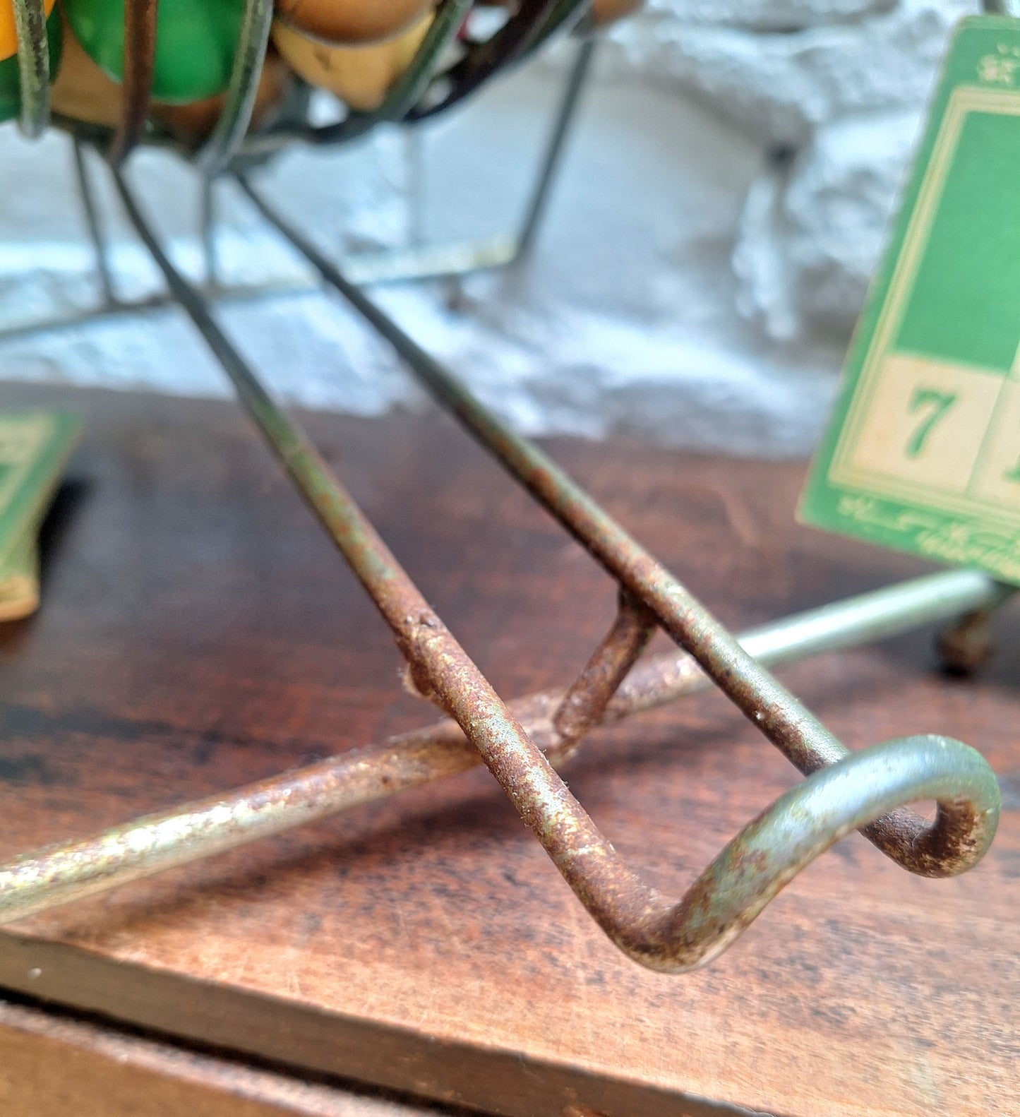 Vintage Metal Bingo Cage, Balls and Cards.