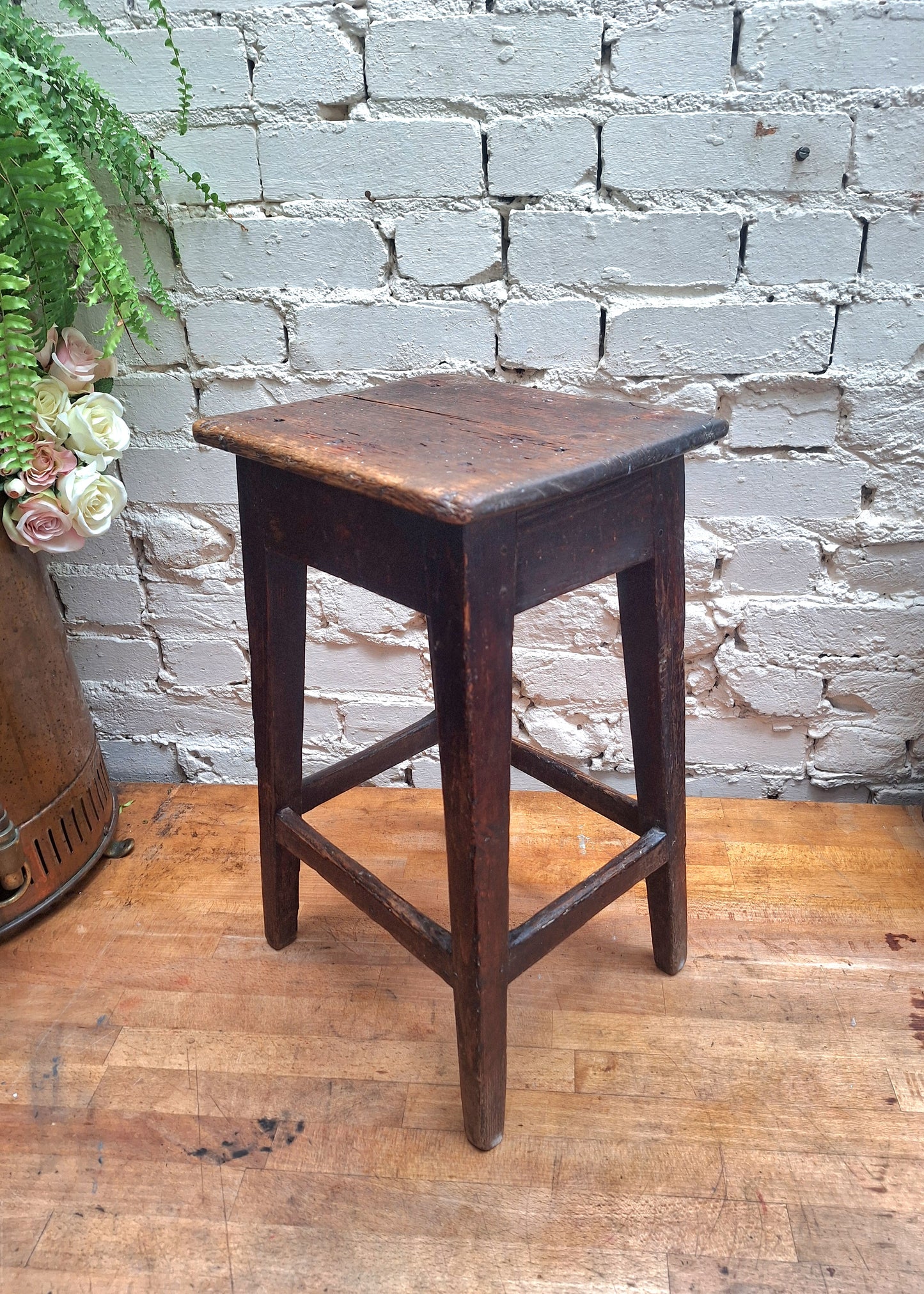 Antique Rustic Wooden Stool