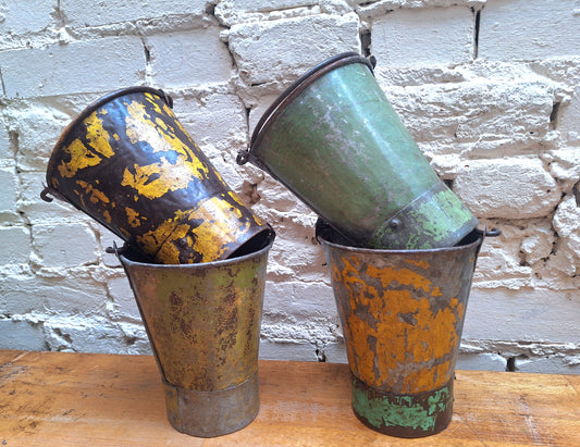 Vintage Indian Painted Metal Mini Bucket