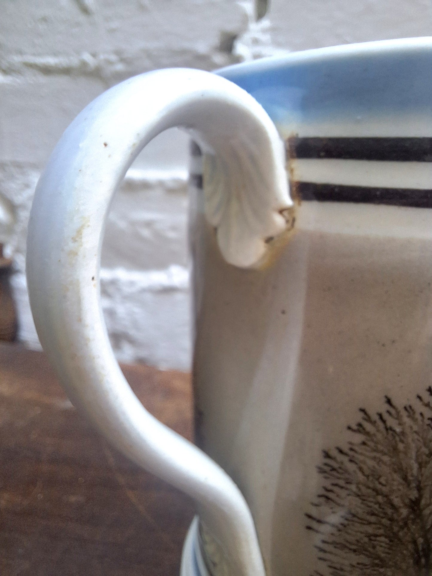 Antique 19th Century 1 Pint Mochaware Imperial  Tankard/Mug Tree Pattern.