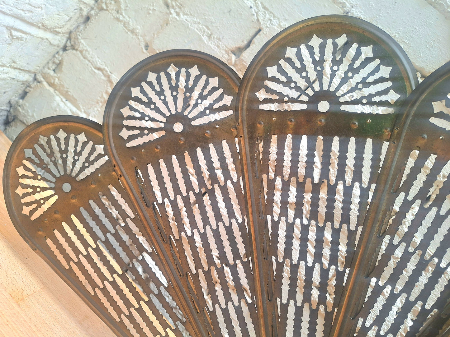 Vintage Brass Peacock Fire Screen