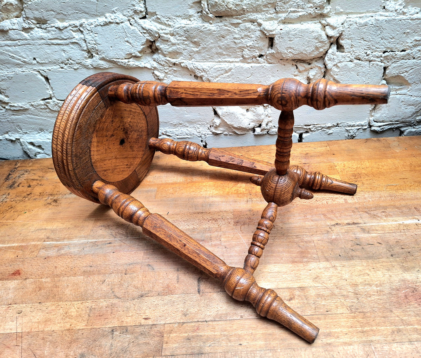 Vintage French Wooden Stool