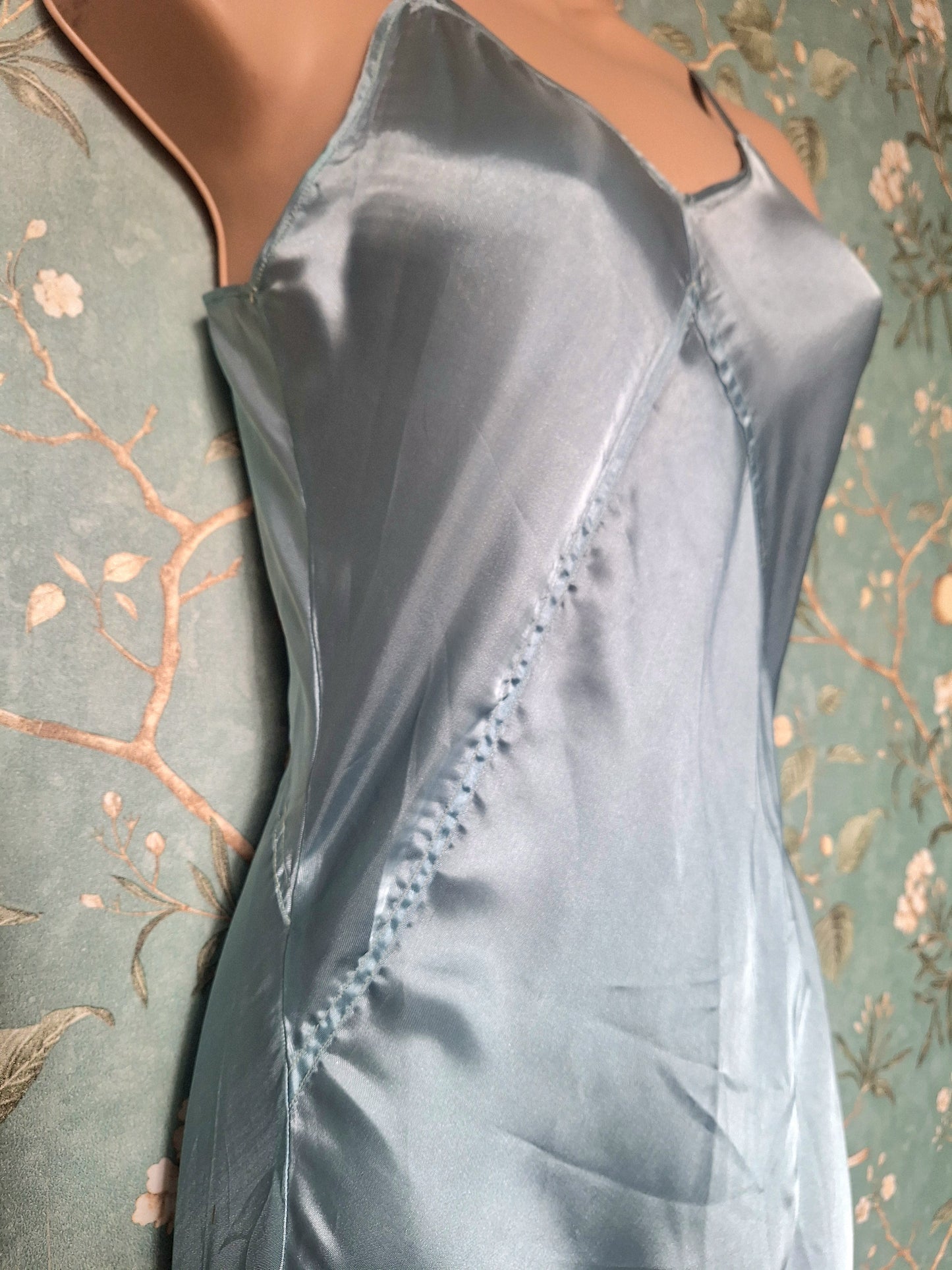 1930s Duck Egg Blue Silk Slip Dress and Jacket.