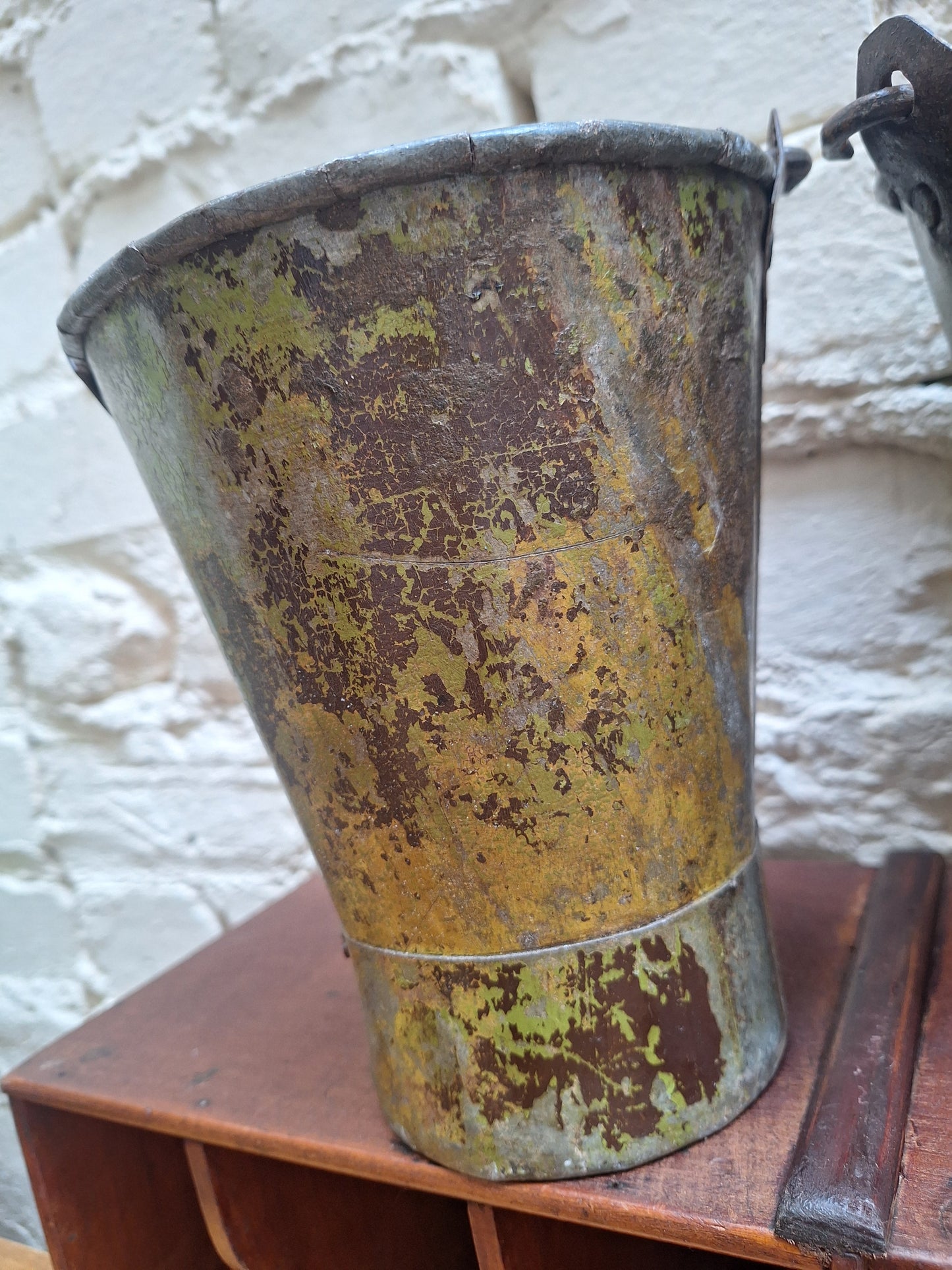 Vintage Indian Painted Metal Mini Bucket