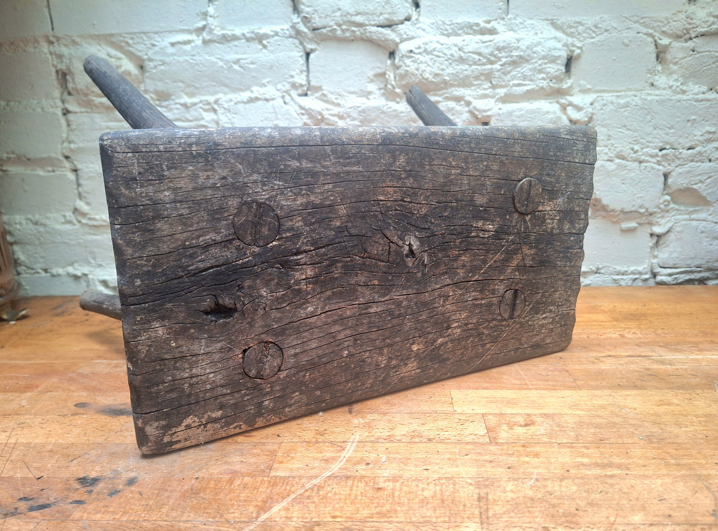 Antique Rustic Stick Leg Stool