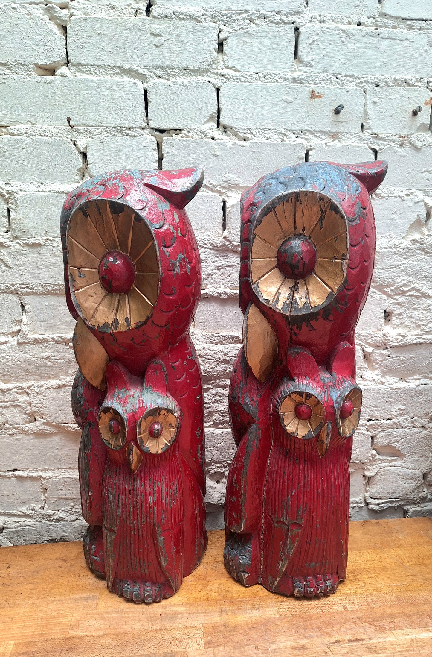 Large Carved Wooden Owl