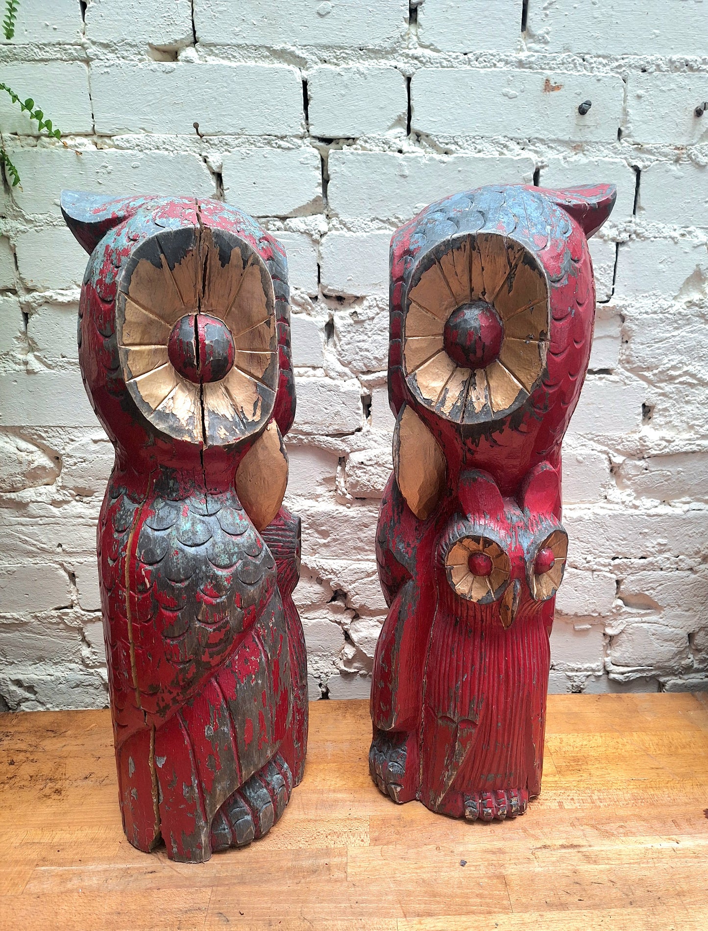 Large Carved Wooden Owl