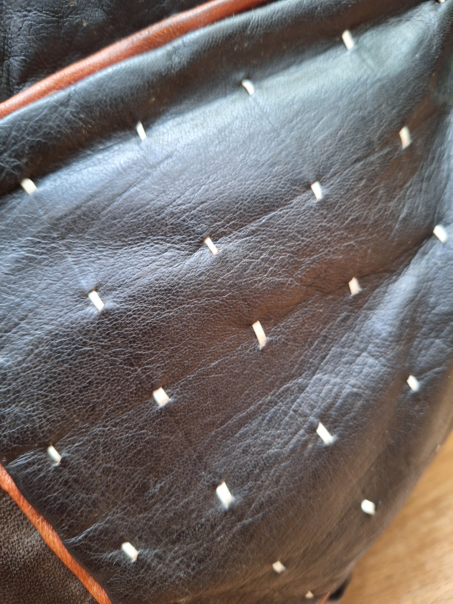 Vintage Boho Leather Pouffe