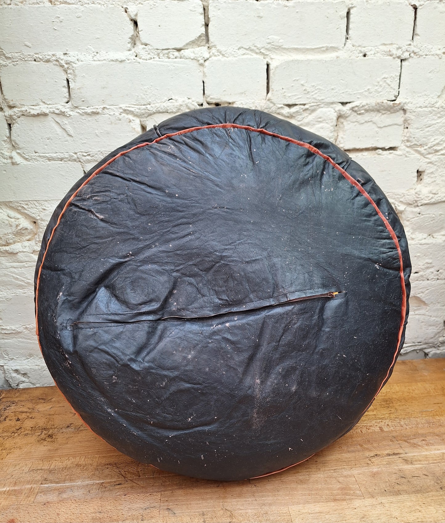 Vintage Boho Leather Pouffe