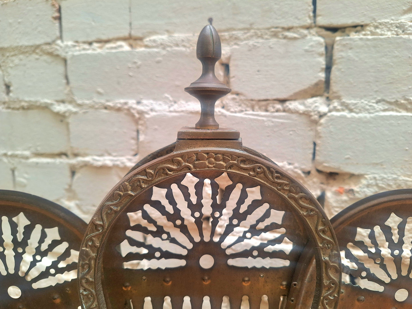 Vintage Brass Peacock Fire Screen
