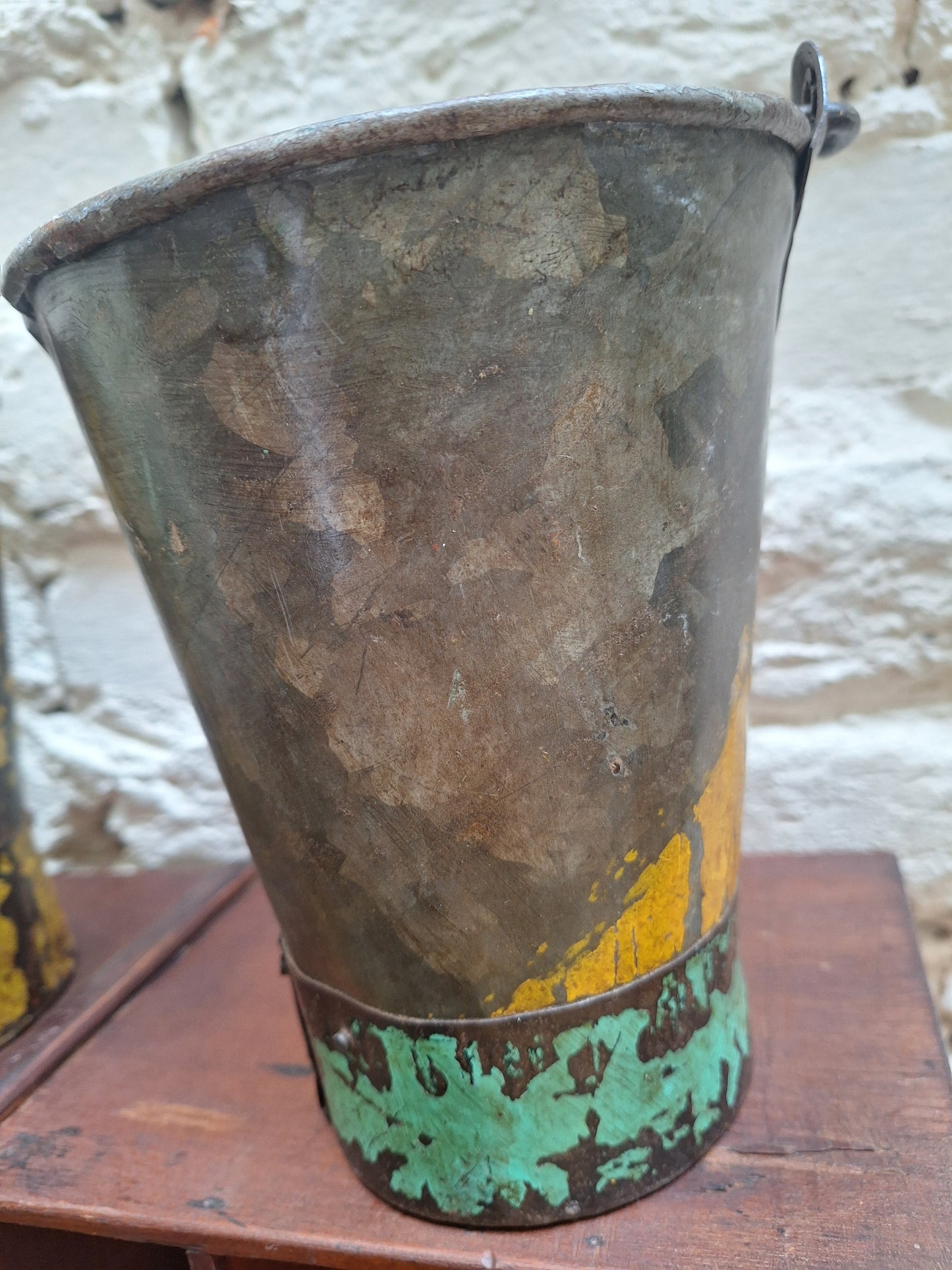 Vintage Indian Painted Metal Mini Bucket