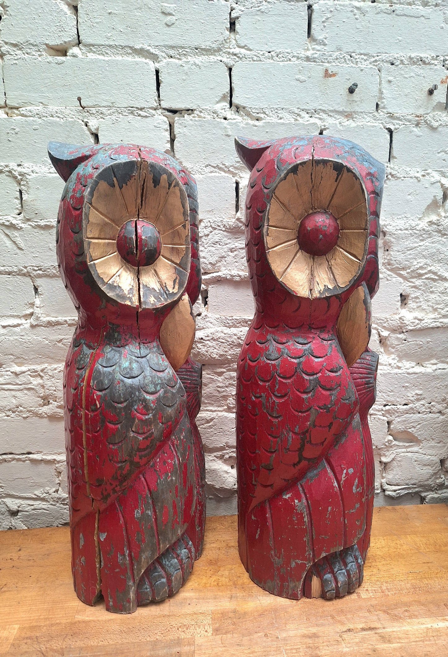 Large Carved Wooden Owl