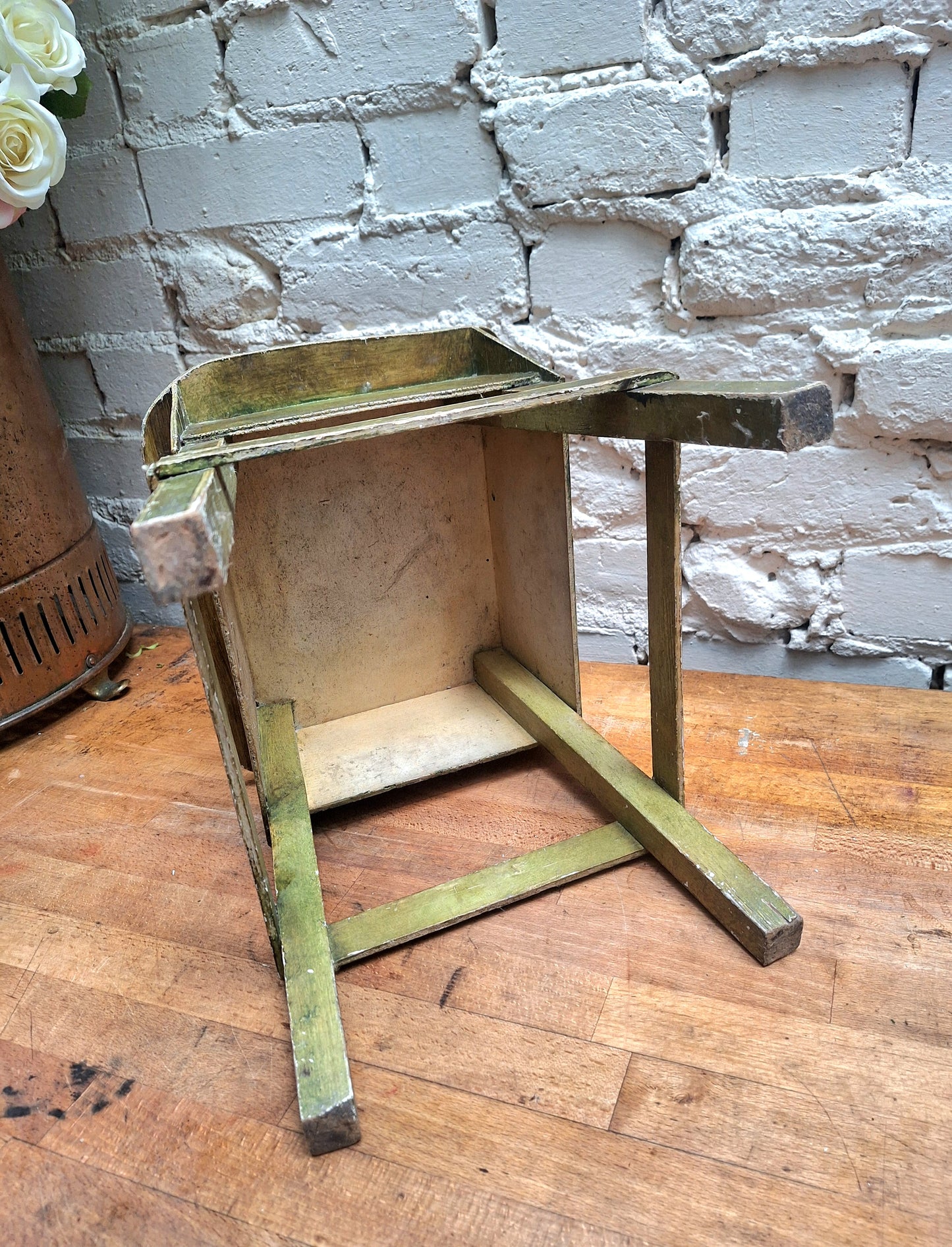 Pretty Vintage Chippy Green stool.