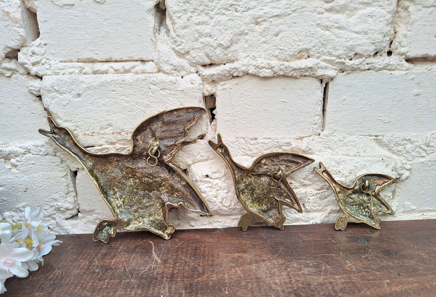 Vintage Brass Flying Ducks.