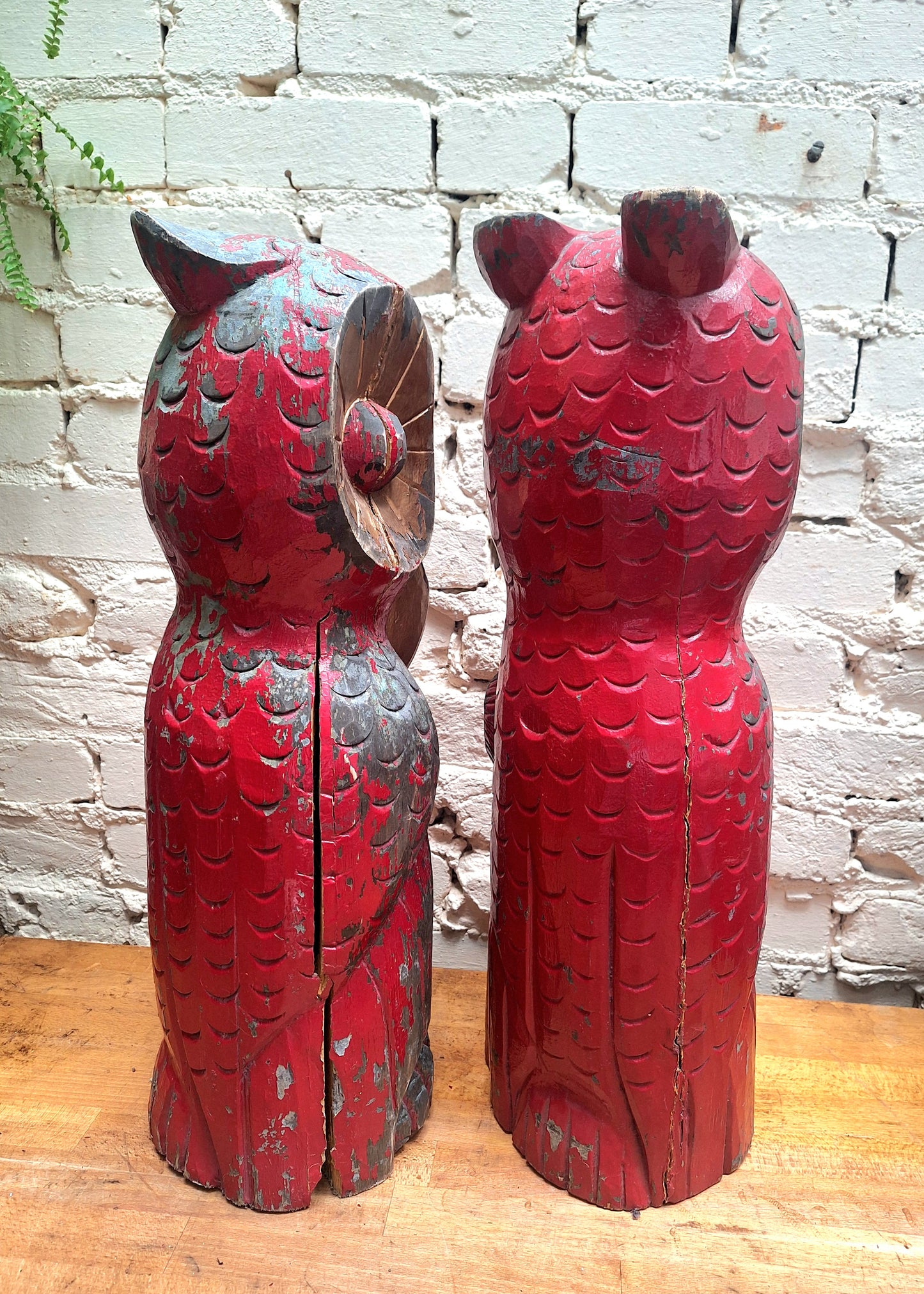 Large Carved Wooden Owl