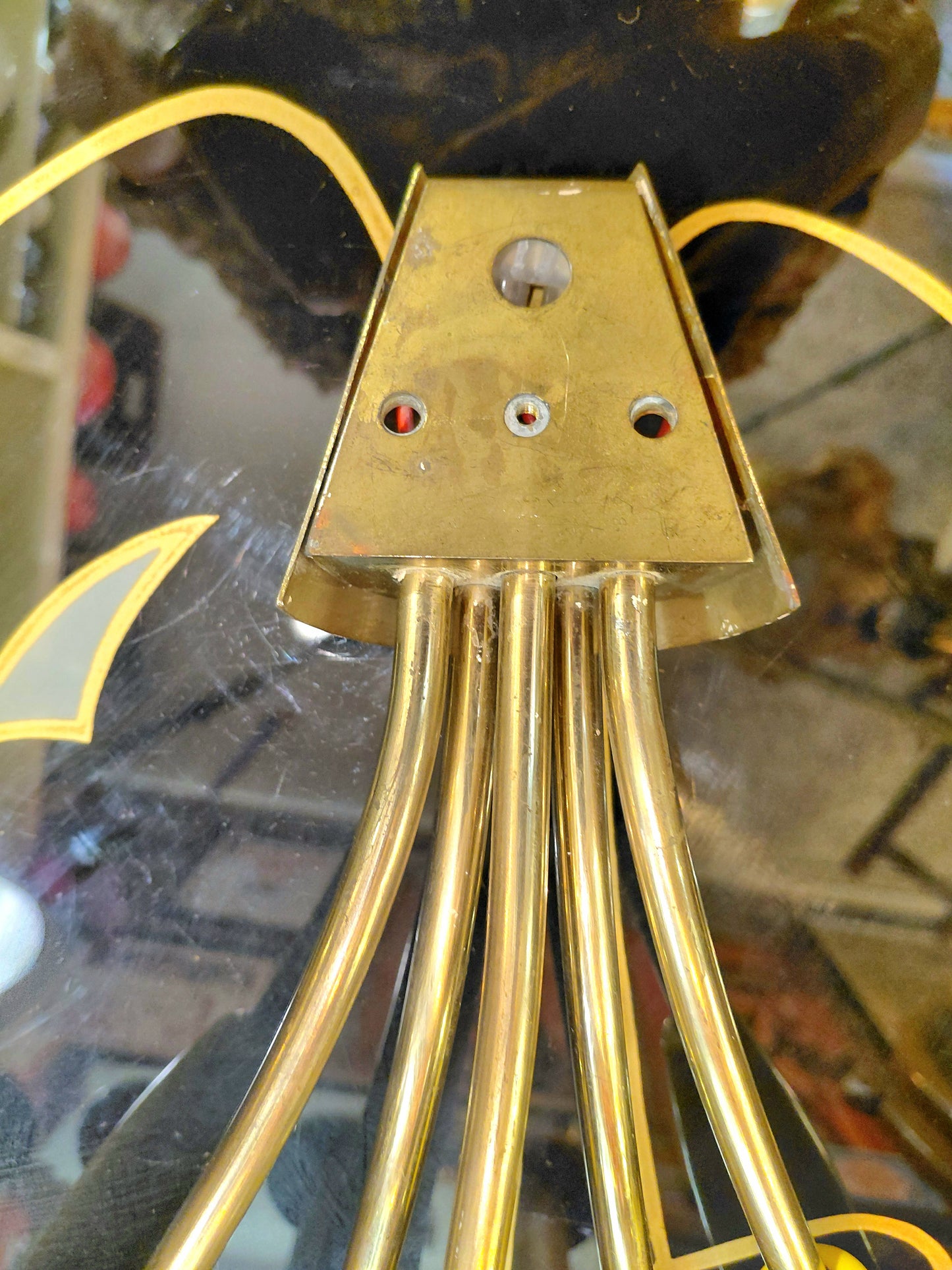 A Pair of Original 1950s Tulip Wall Lights Yellow and Brass