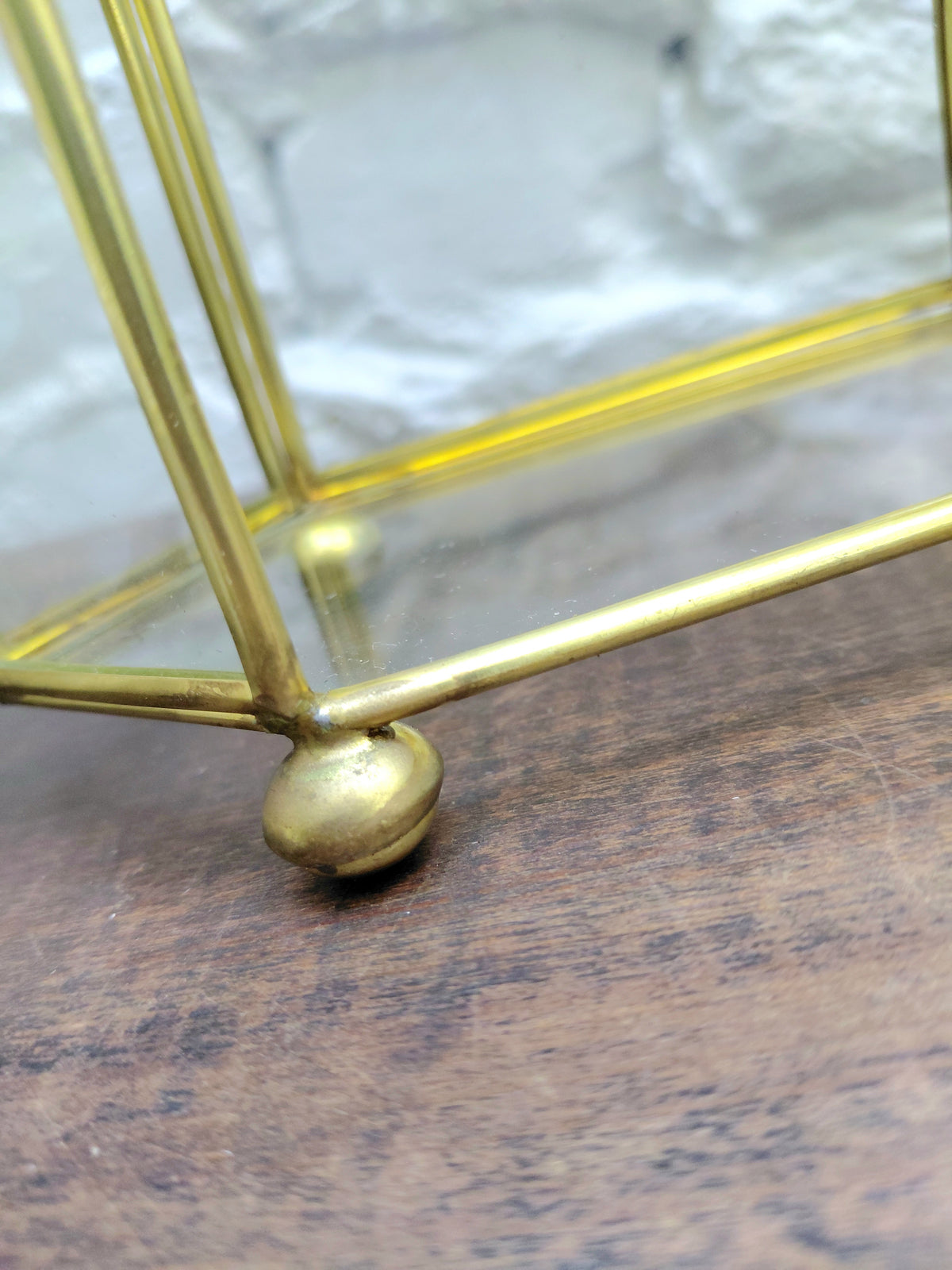 Vintage Brass and Glass Trinket Display Case
