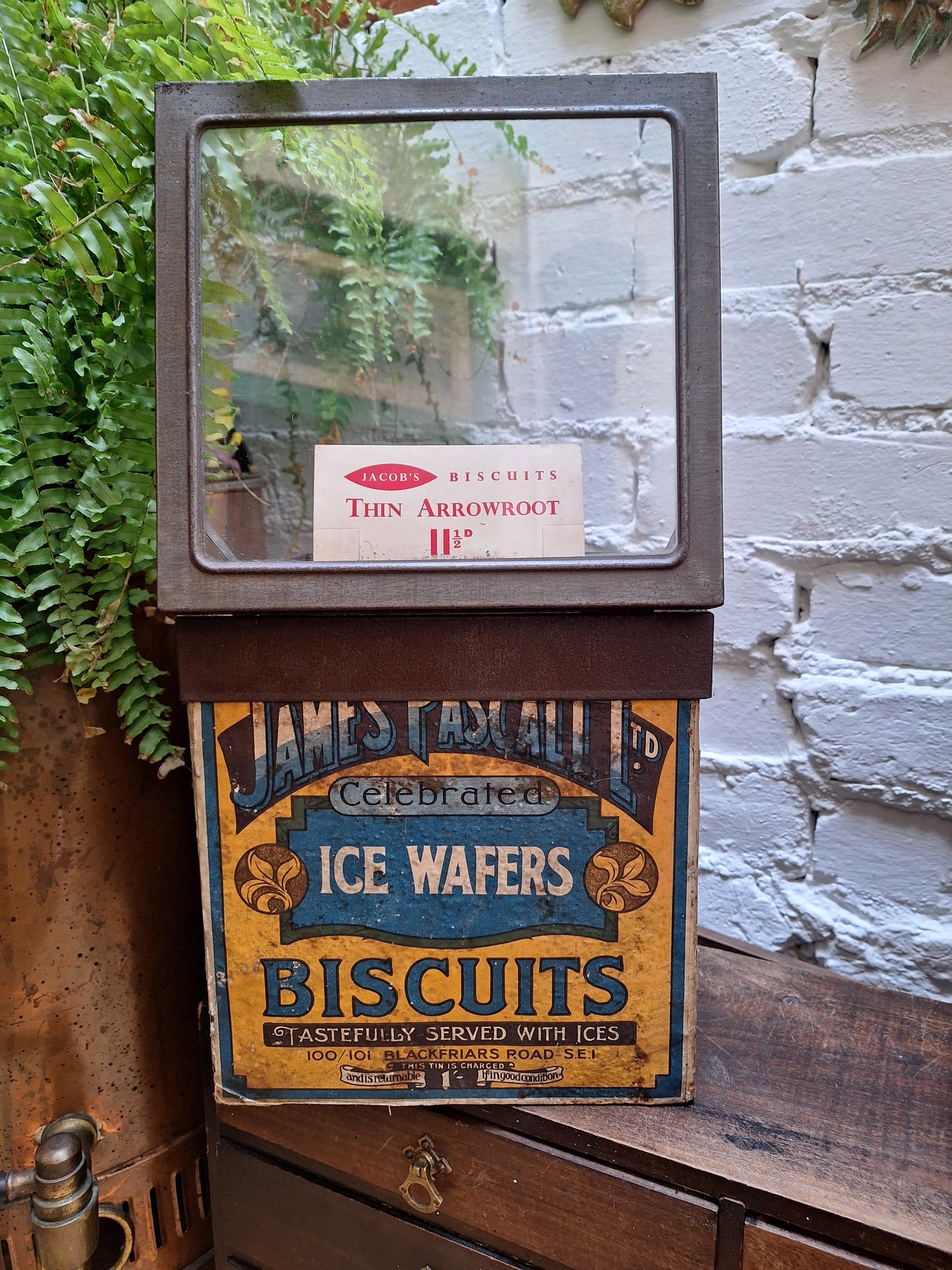 Vintage James Pascall Ltd. Ice Wafer Biscuits Shop Display Tin.