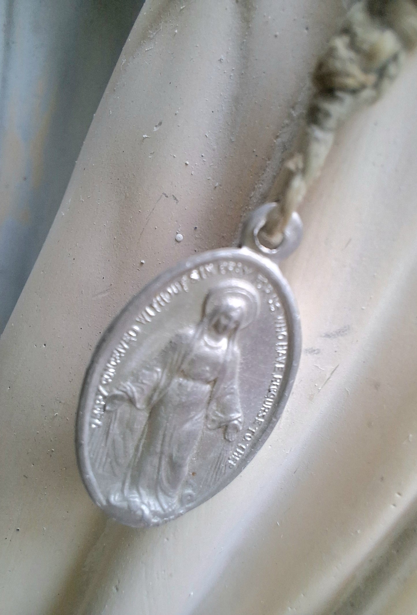 Antique Virgin Mary with Miraculous Medal