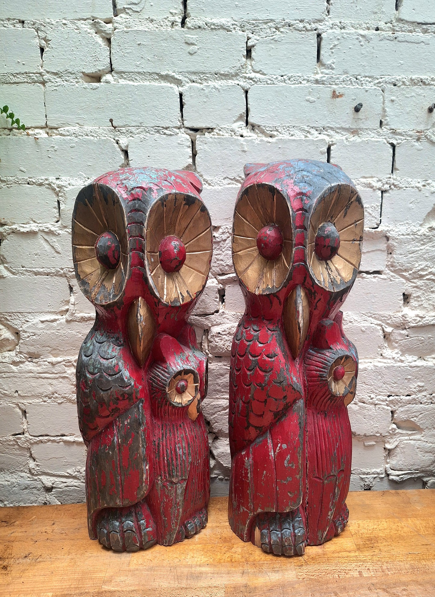 Large Carved Wooden Owl