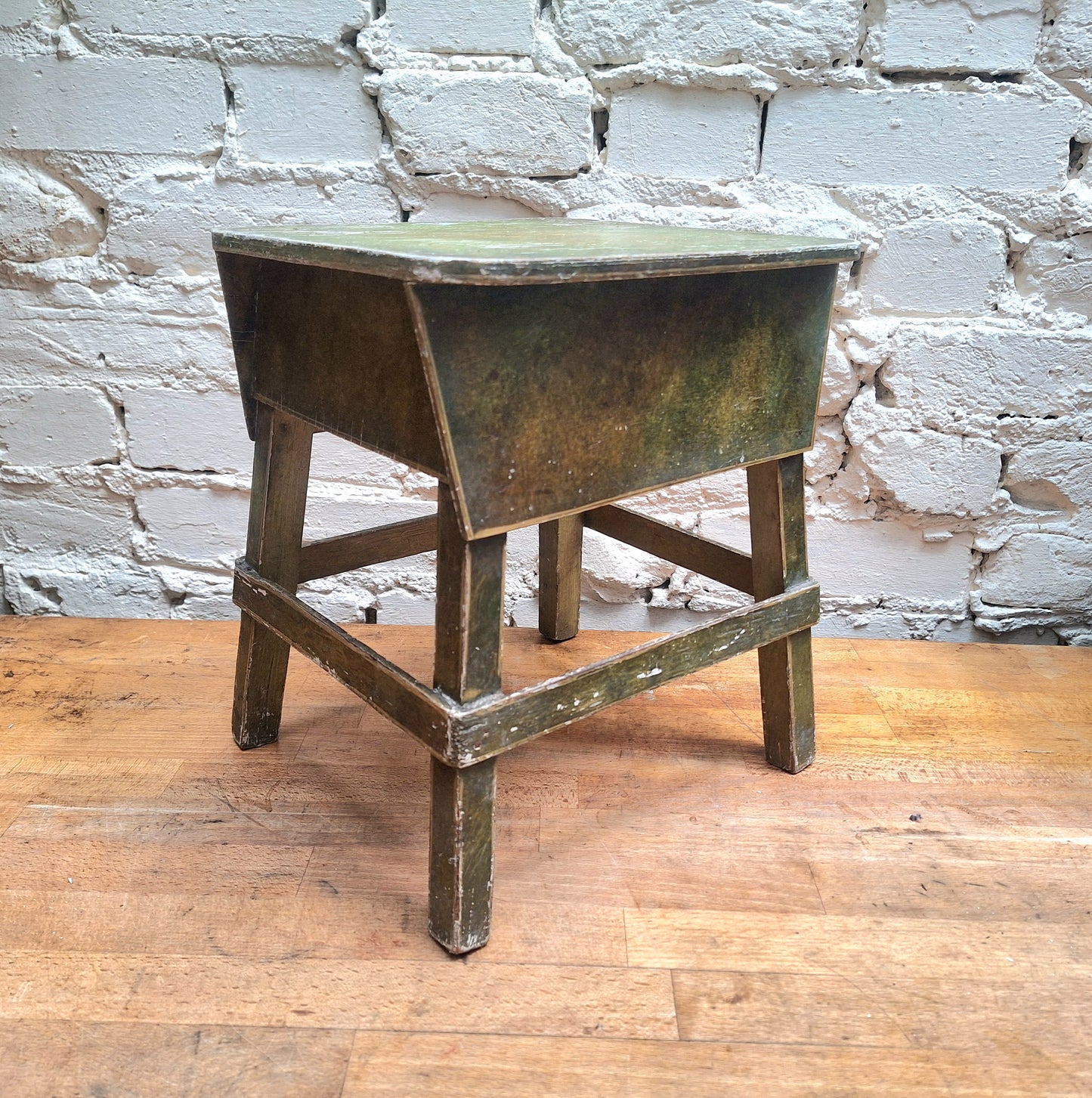Pretty Vintage Chippy Green stool.